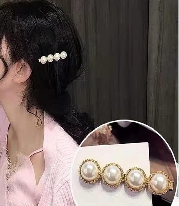 Staila 5 Pack Crystal Pearl Hair Clips for Women & Girls - Elegant Hair Accessories, Hair Pins, Salon Tools (Black & White) - Perfect for Christmas, Birthday Gifts & Special Occasions
