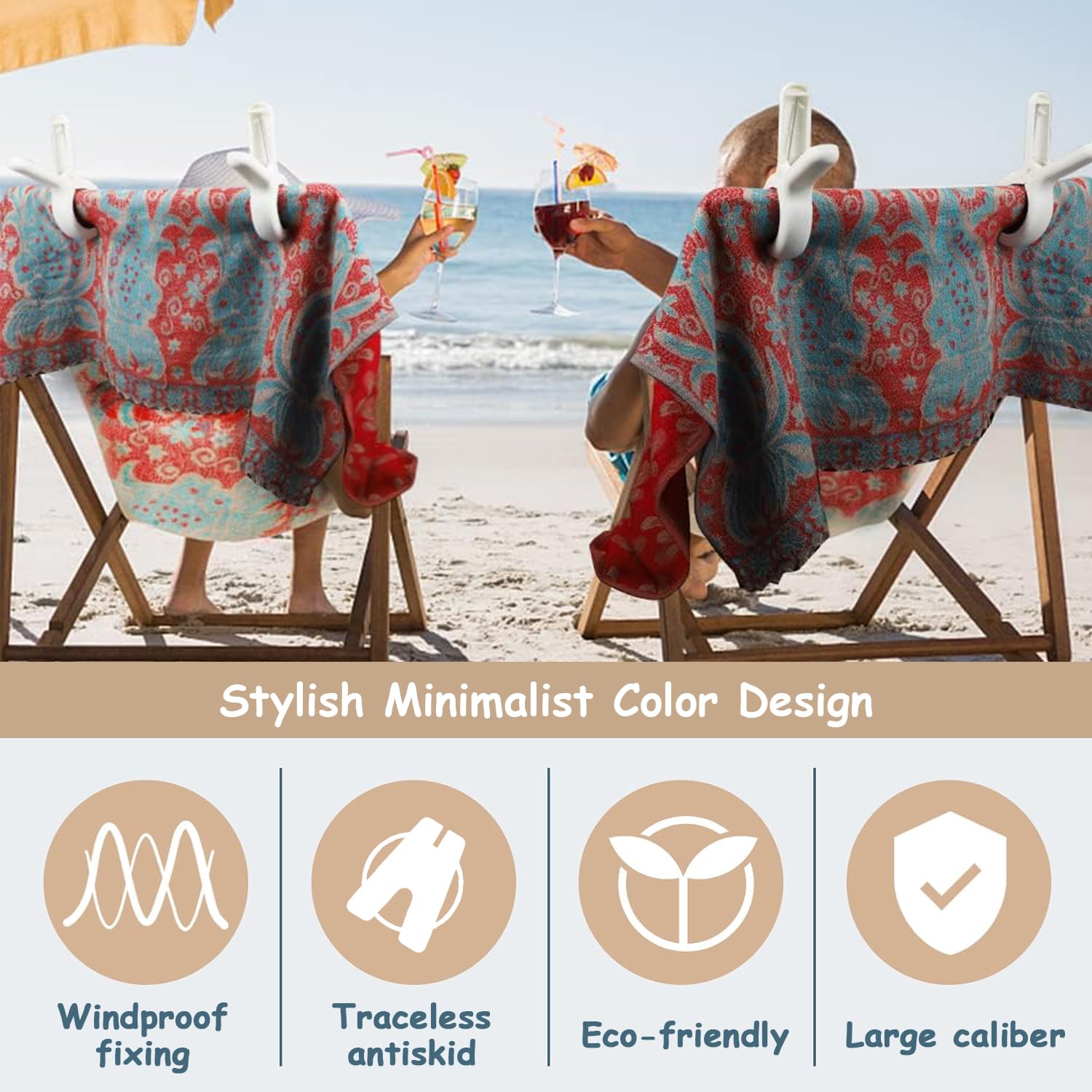 JR 12 Pack Jumbo Windproof Beach Towel Clips - Heavy Duty Plastic Towel Holders for Pool, Boat, Cruise & Lounge Chairs - Secure Blankets, Clothes & Quilts - Perfect for Beach, Travel & Outdoor Activities