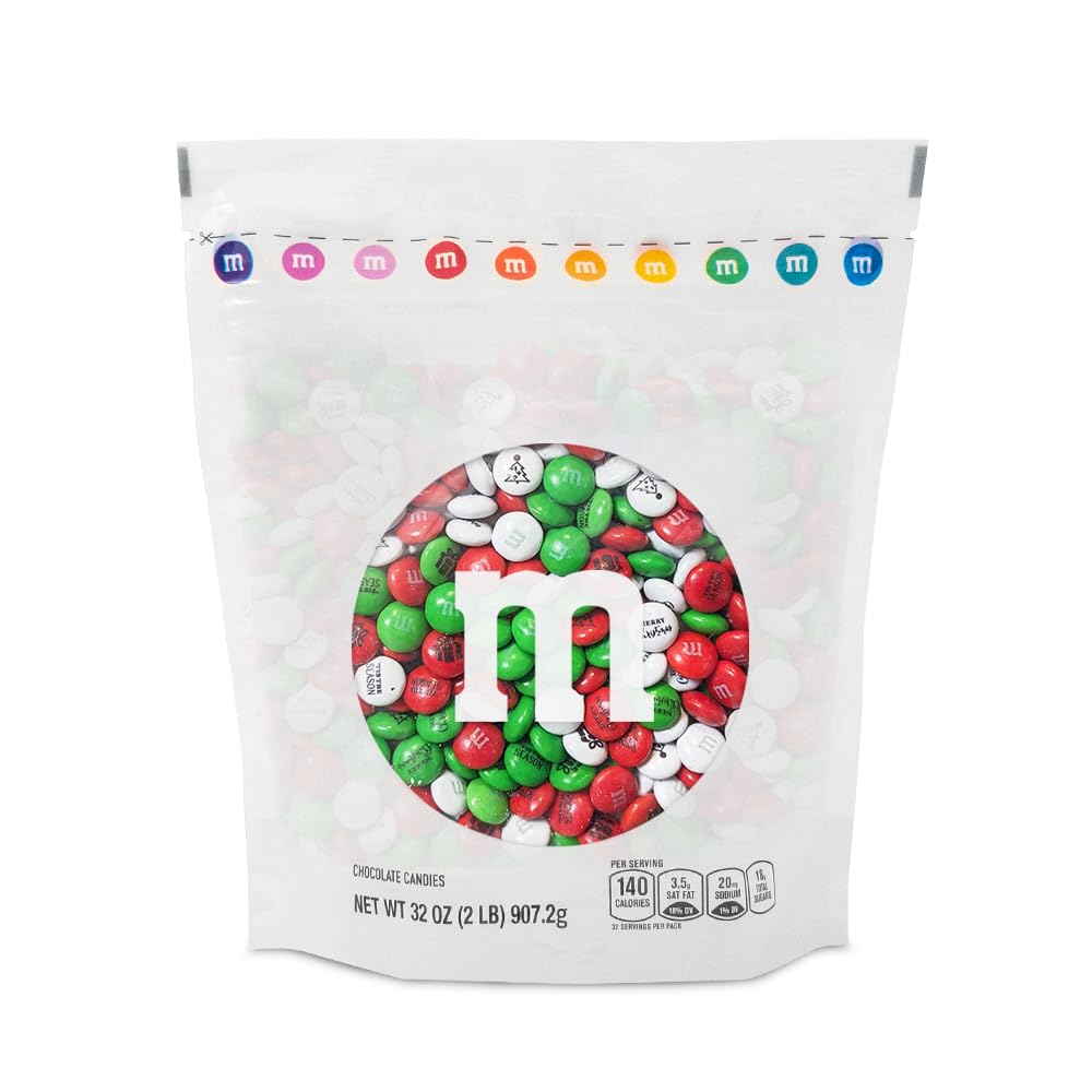 M&M’S Christmas Milk Chocolate Candy - 2 Pounds Bulk Holiday Color Chocolate for Christmas Candy Bags, Party Favors, Stocking Stuffers & Festive Decorations | Perfect for Holiday Gifts, Baking & Desserts
