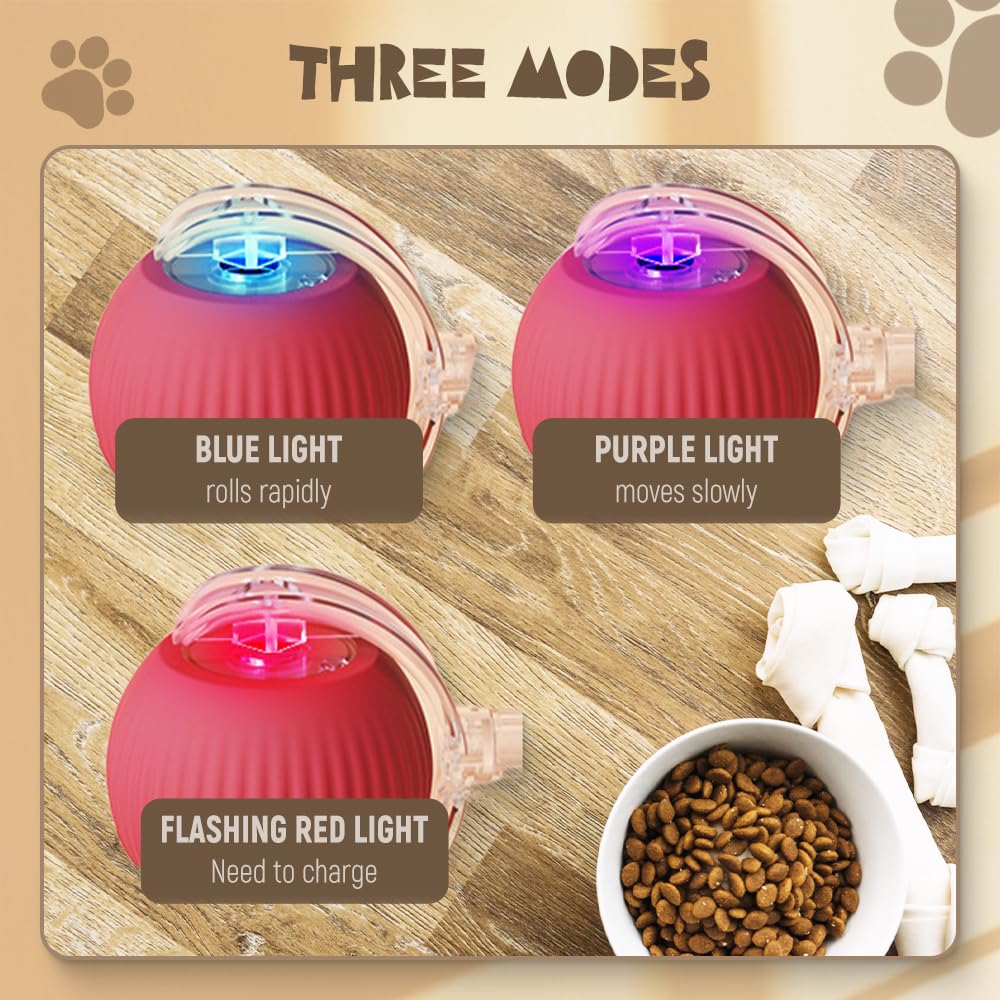 2024 Upgraded Interactive Cat Toy Ball - Automatic Self Rolling Smart Pet Toy for Indoor Cats & Kittens, Boredom Relief for Adult Cats & Dogs, Fun Playtime (Red) - Perfect for Indoor Play, Exercise & Mental Stimulation
