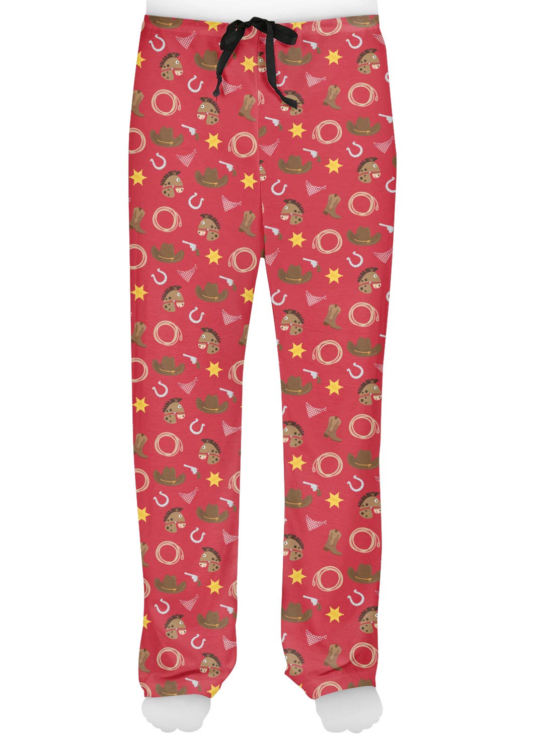 Red Western Style Men's Pajama Pants - Soft Cotton Sleepwear for Relaxing at Home & Lounging