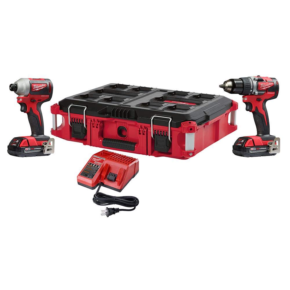 Milwaukee 2892-22CTPO M18 Cordless Drill Driver and Impact Driver Combo Kit with 2 Batteries, Charger & PACKOUT Tool Box - Perfect for Construction, Woodworking, and DIY Home Projects