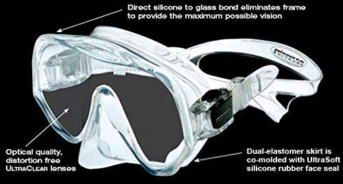 ATOMIC AQUATICS Frameless 2 Scuba Diving Mask - Wide Clear View Snorkeling Gear with Soft Face Seal & Travel Case (Large Fit) - Perfect for Underwater Exploration, Ocean Adventures and Marine Life Observation