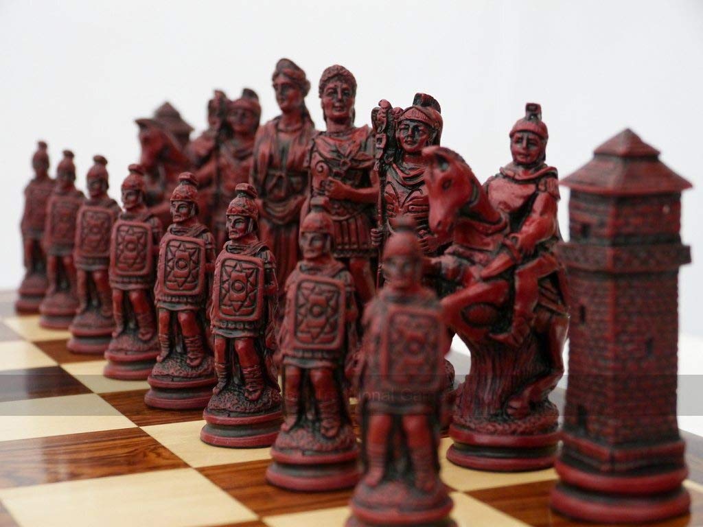 Roman Ornamental Chess Set - Cream & Brown Chess Pieces for Collectors & Players | Perfect for Home Decor, Game Nights & Gifts (Board Not Included)