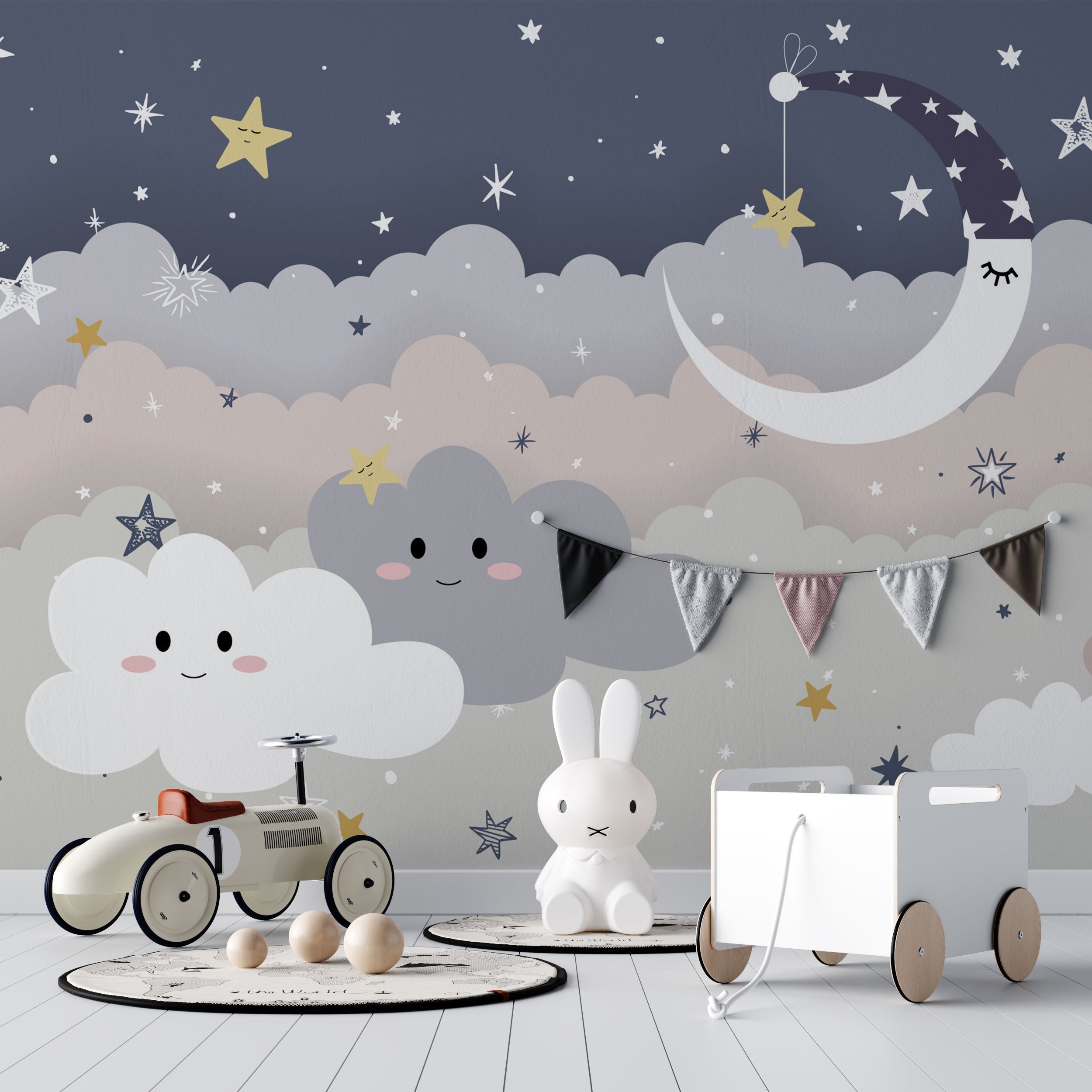 Midnight Dreams Wallpaper Mural - Self-Adhesive Removable Wall Decor for Bedroom, Living Room & Nursery - Perfect for Home Renovation & Interior Design