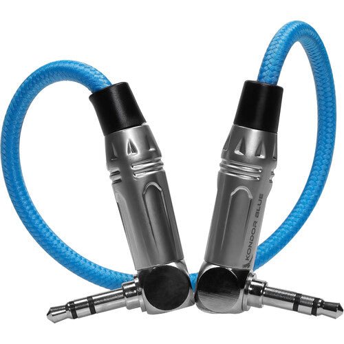 Kondor Blue 3.5mm Right Angle Timecode Audio Cable (10 Inch) - Professional Audio Sync for DSLR, Camcorder & Field Recorders
