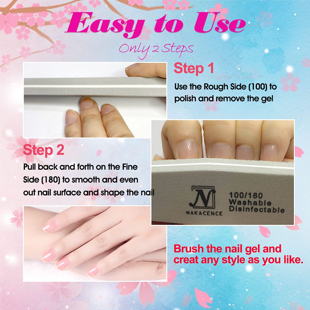 Professional Nail Buffers & Files Set - 10PCS Double-Sided 100/180 Grit Nail Art Sponge Blocks for Manicure, Pedicure & Nail Care - Perfect for Home Salon, DIY Nail Art & Professional Use (Gray)