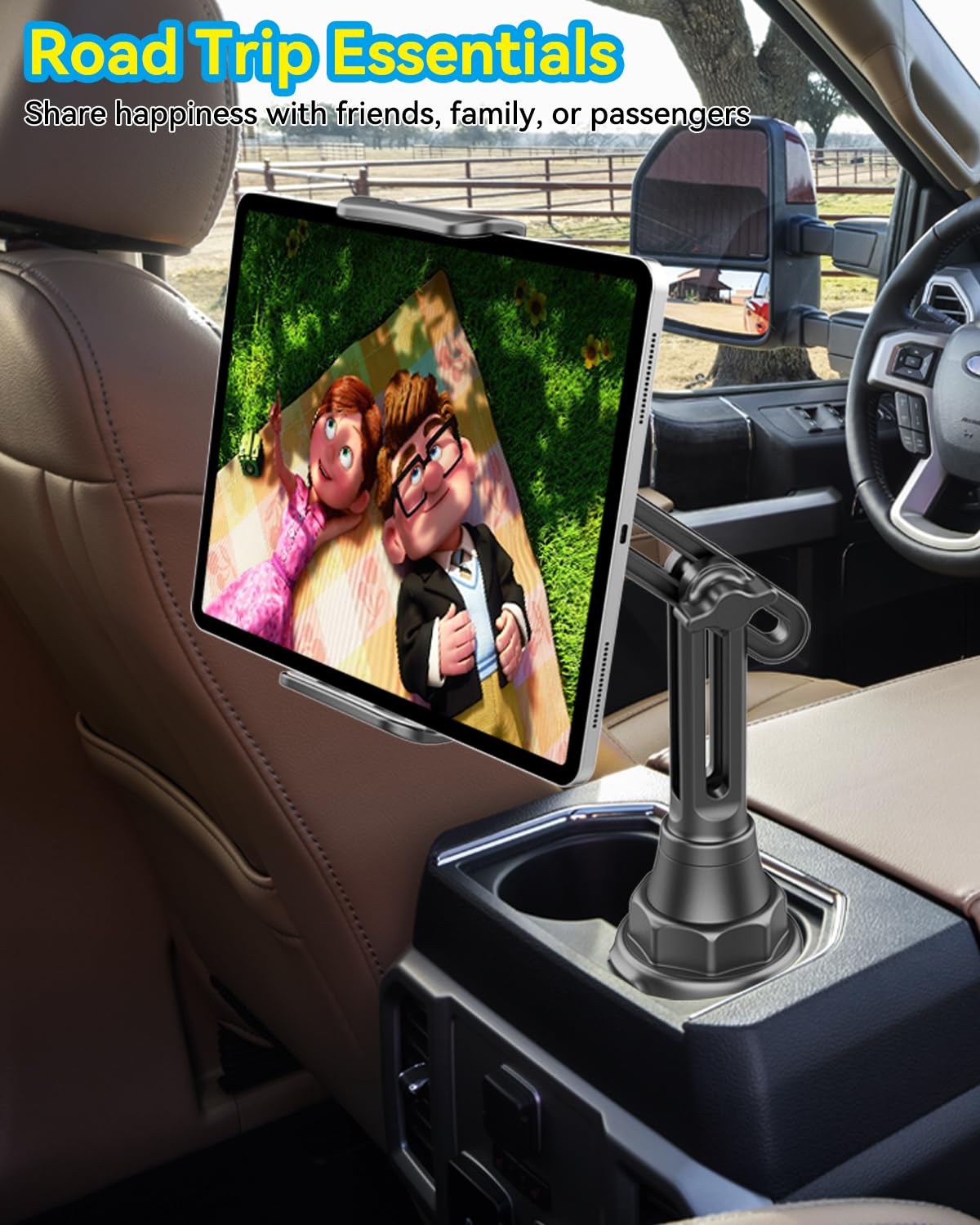 Adjustable Car Cup Holder Mount for iPad & Samsung Tablets (5-11