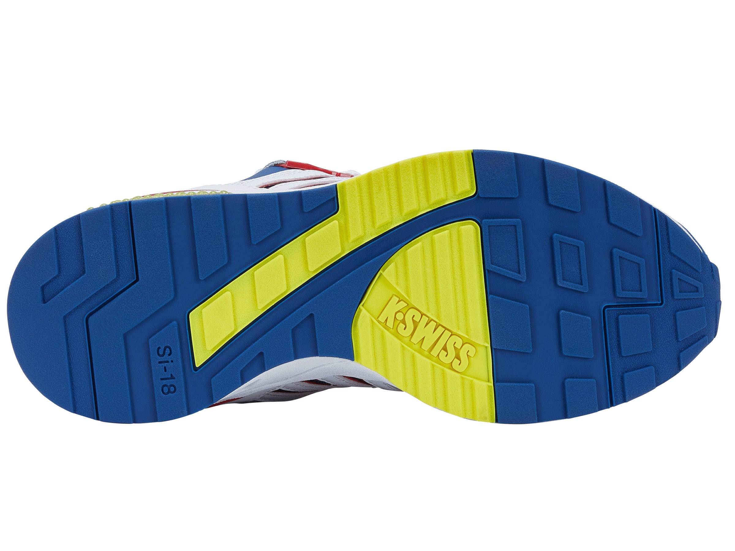 97920 130 M | SI 18 RANNELL | White/Blue/Red/Sulfur - High-Performance Running Shoes for Men, Ideal for Marathon Training & Outdoor Sports