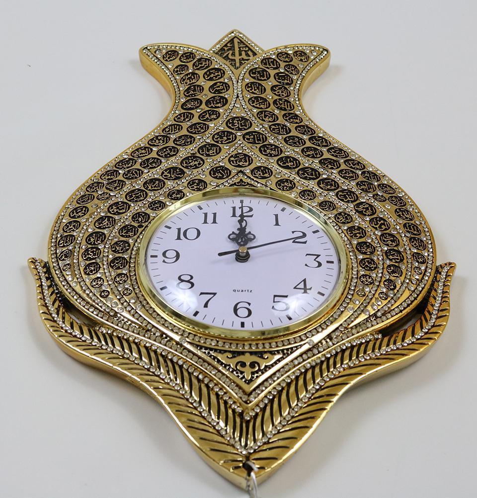 99 Names of Allah Islamic Wall Clock - Tulip Gold Design for Home & Mosque Decor | Perfect for Prayer Rooms, Muslim Gifts & Religious Decorations