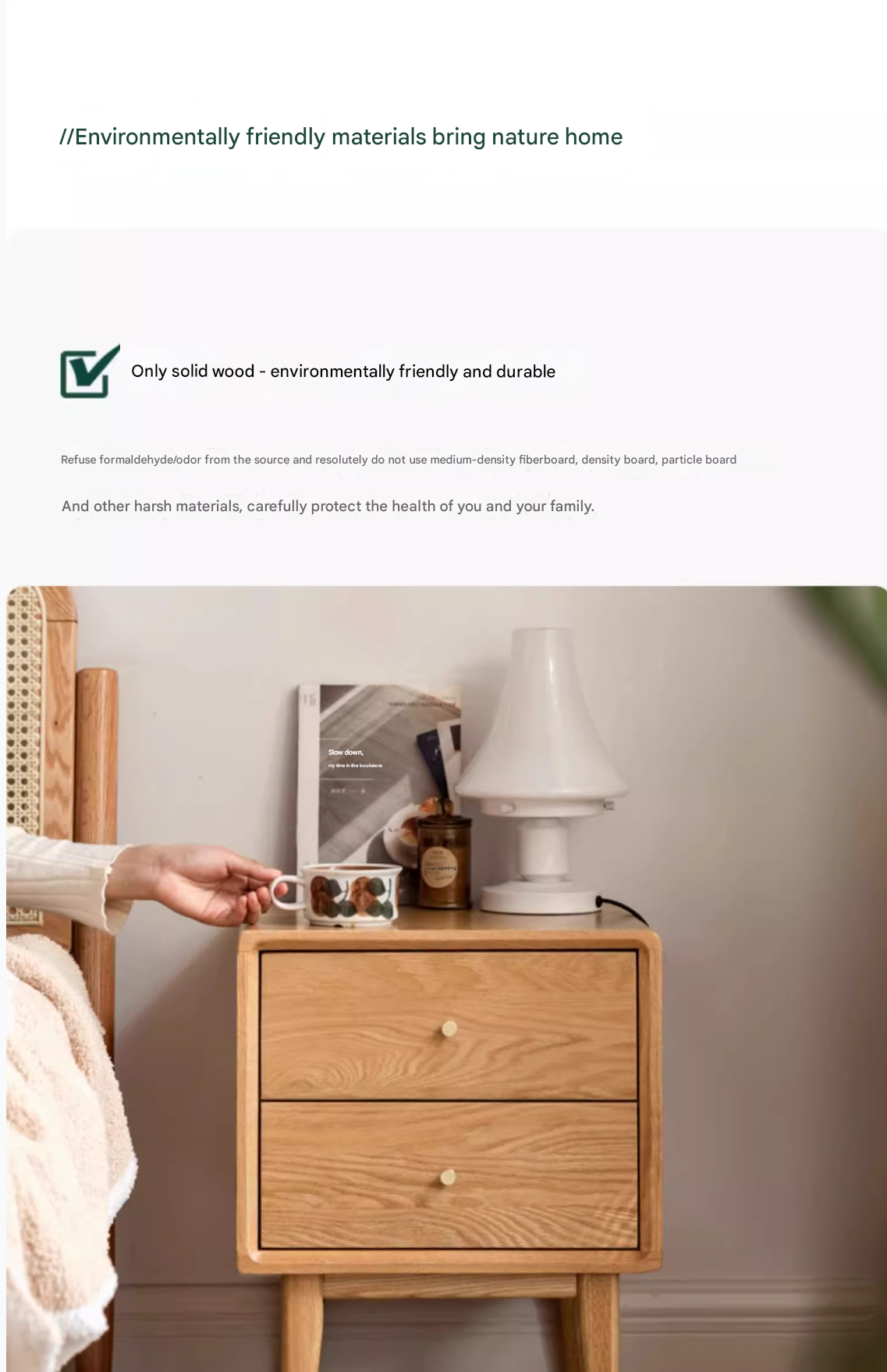 Solid Oak Wood Nightstand - Sturdy Bedside Table with Drawer for Bedroom, Living Room, or Office - Perfect for Storage & Decor