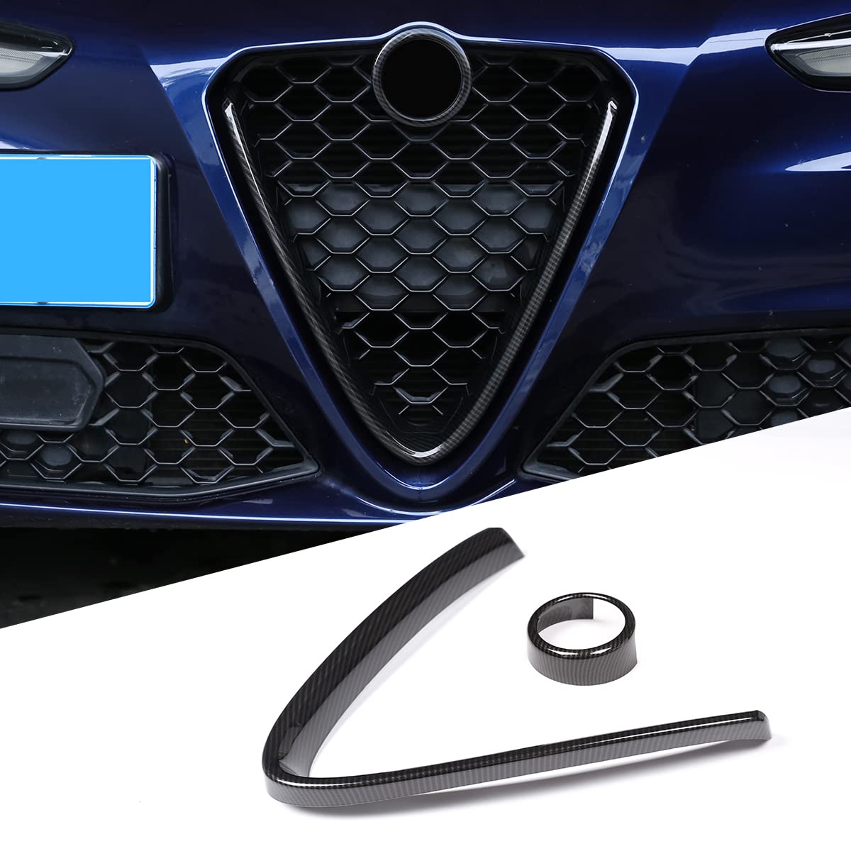 Carbon Fiber Style ABS Plastic Front Grill Trim for Alfa Romeo Giulia 2017-2019 - Decorative Auto Accessory (Not for Stelvio, Style C) | Upgrade Your Car's Exterior Look
