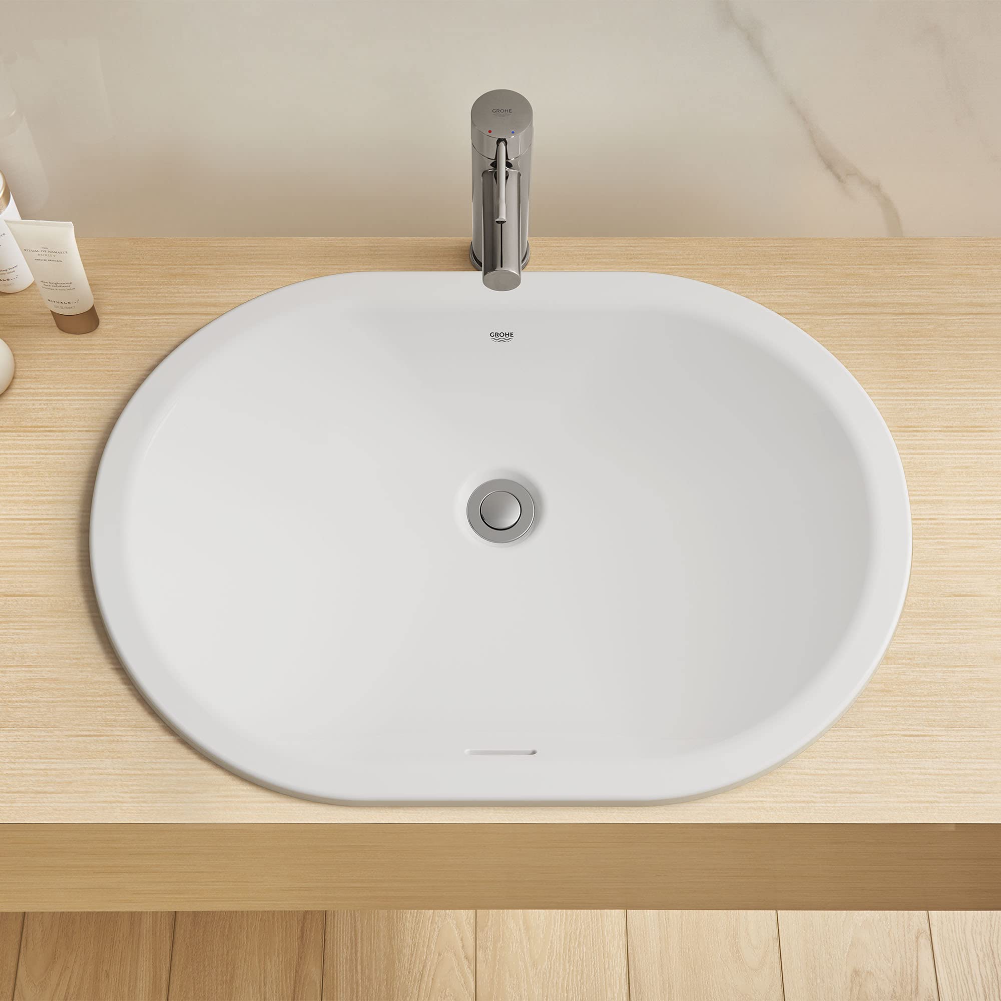 GROWE 39673000 Essence Bathroom Sink Faucet - Alpine White Finish - Single Handle Waterfall Spout - Perfect for Modern Bathroom & Vanity Decor