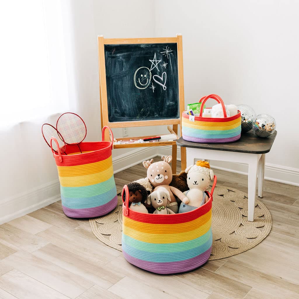 OrganiHaus Rainbow Baby Diaper Caddy Organizer - Woven Rope Nursery Basket for Diapers, Baby Wipes & Essentials | Perfect for Changing Tables, Nursery Storage & Baby Shower Gifts | Stylish & Functional Baby Organizer for Girls & Boys