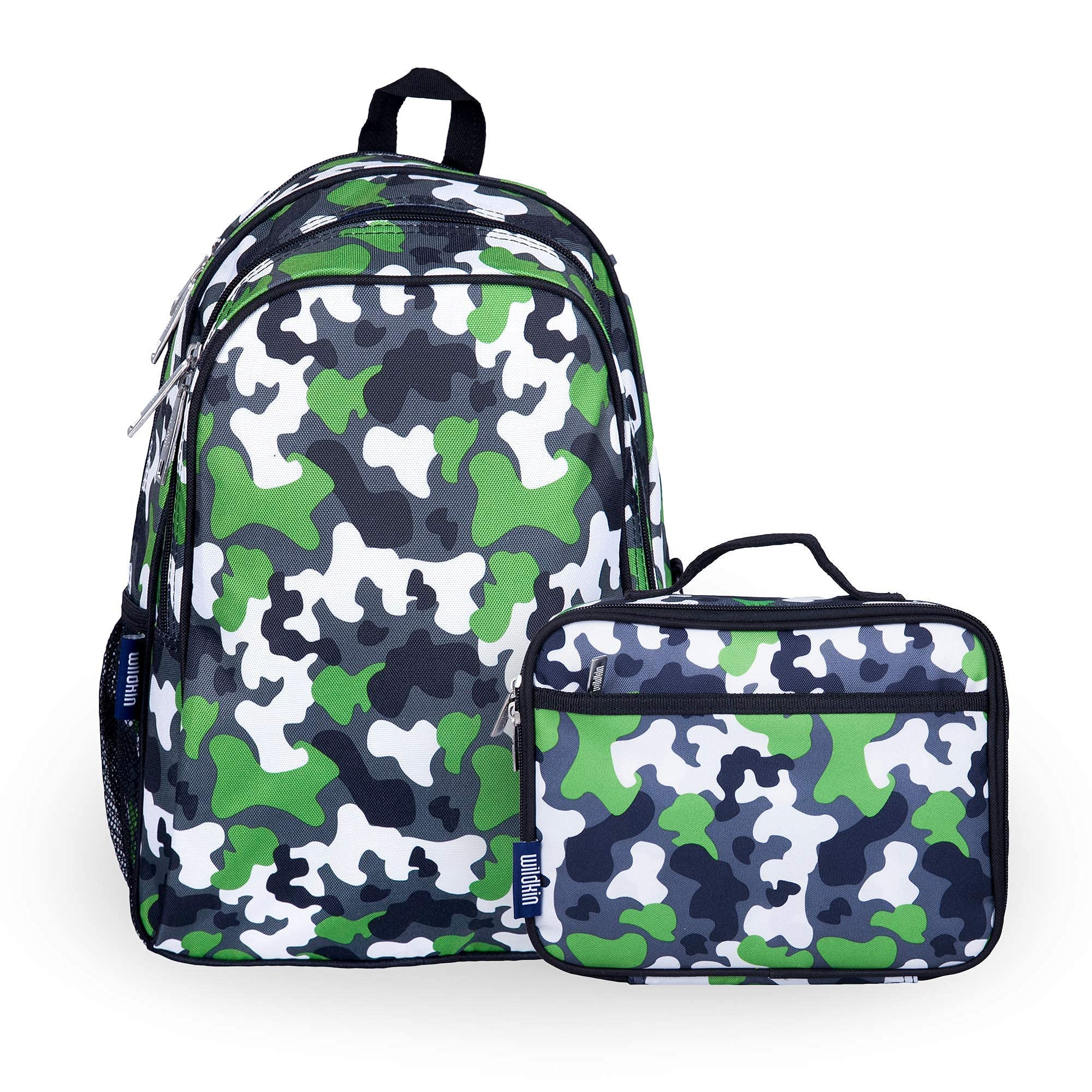 Wildkin 15 Inch Kids Backpack with Lunch Box Set - Green Camo Print | Durable School Backpack for Boys & Girls | Perfect for School, Travel & Outdoor Adventures