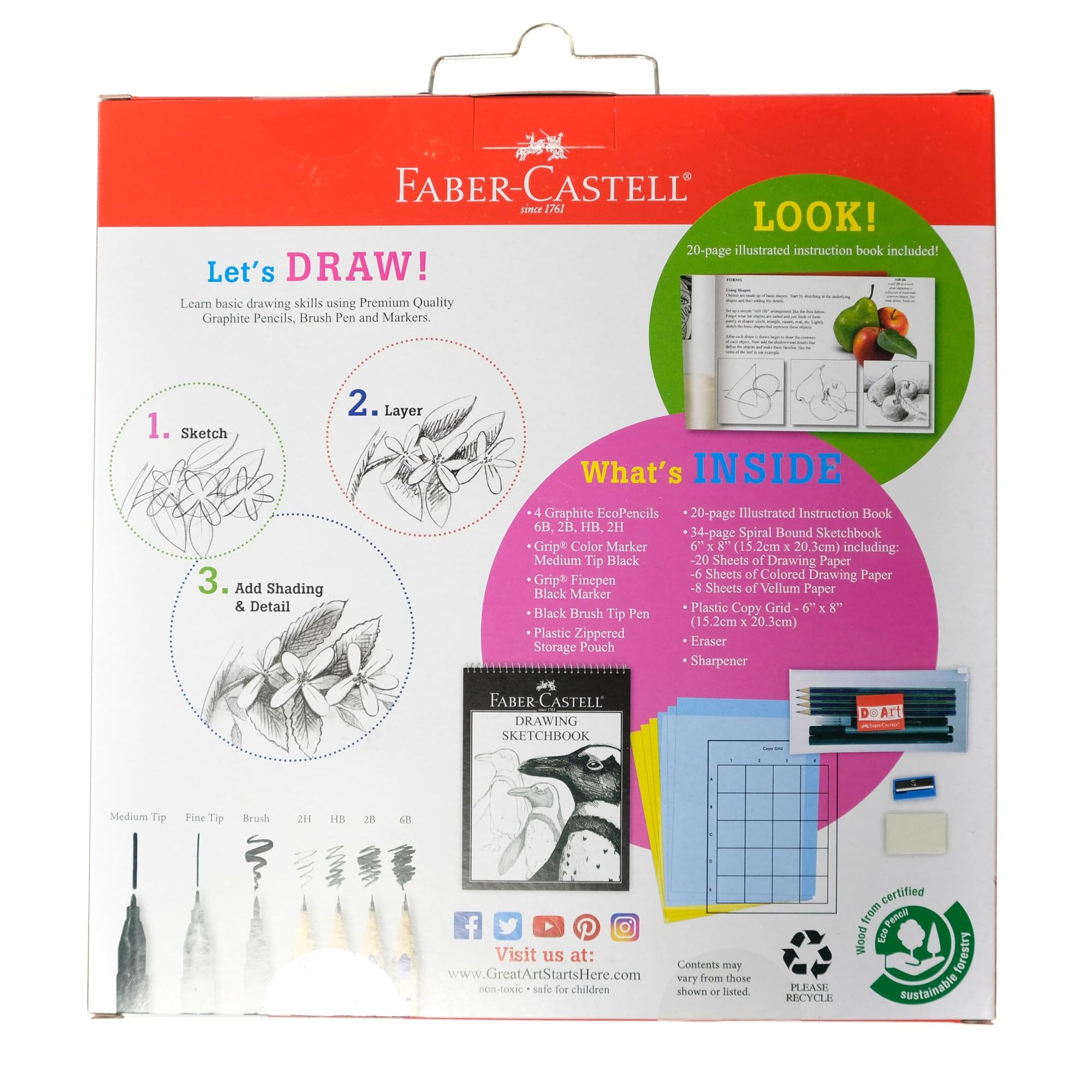 Faber-Castell Premium Kids Drawing & Sketching Art Kit - 50-Piece Creative Craft Set for Children | Perfect for School Projects, Birthday Gifts & Home Art Activities