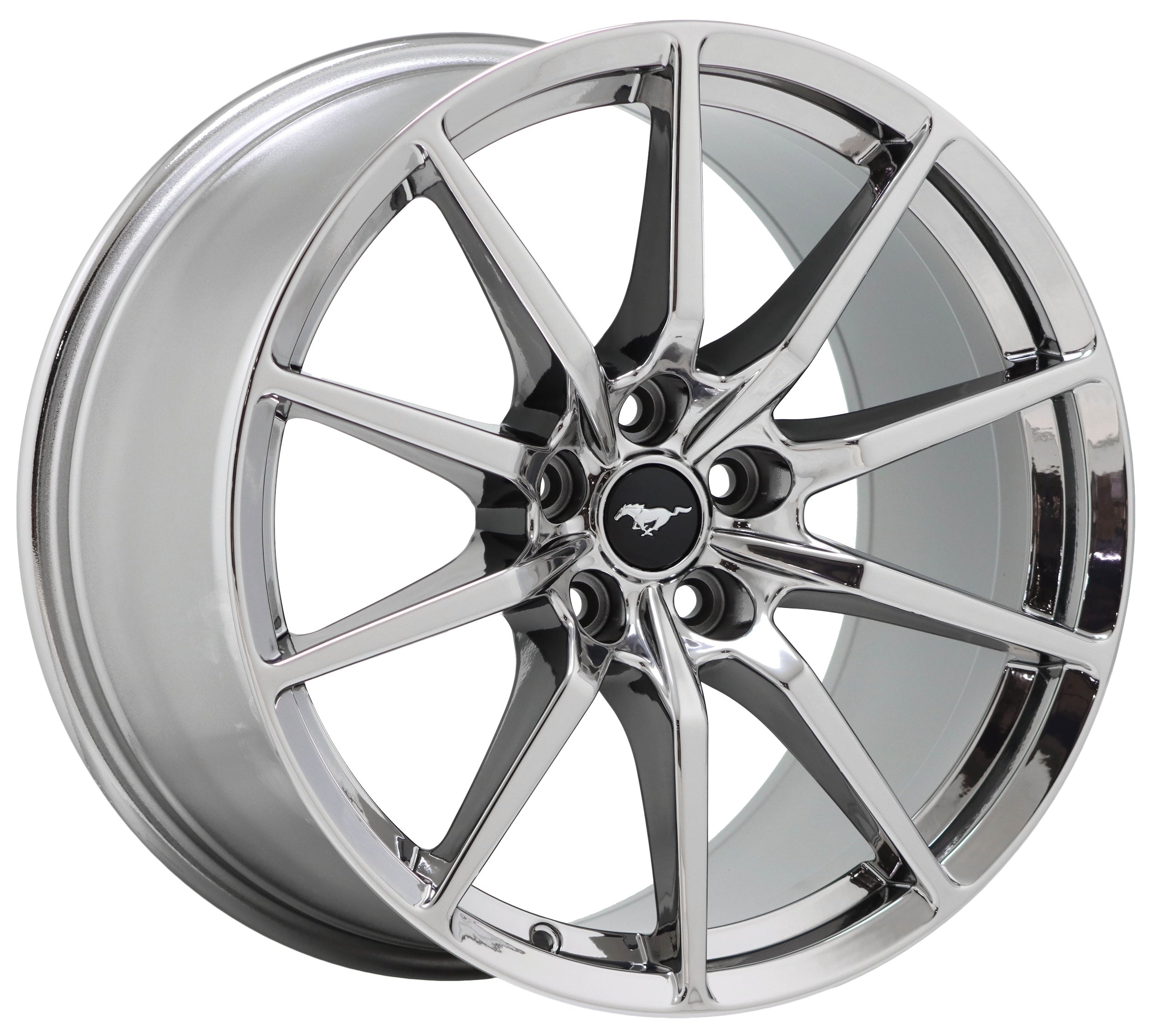 19x10.5 19x11 Ford Mustang GT350 Bright Chrome Wheels - OEM Factory Replacement (Part# 10053 10054) - Perfect for Performance Upgrades & Show Car Customization