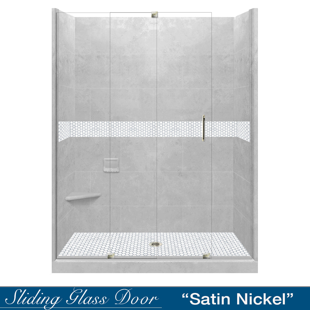60 Alcove Portland Cement Sistine Stone & Pearl Hex Mosaic Tile - DIY Shower Remodel Kit for Bathroom, Kitchen Backsplash & Flooring Accent