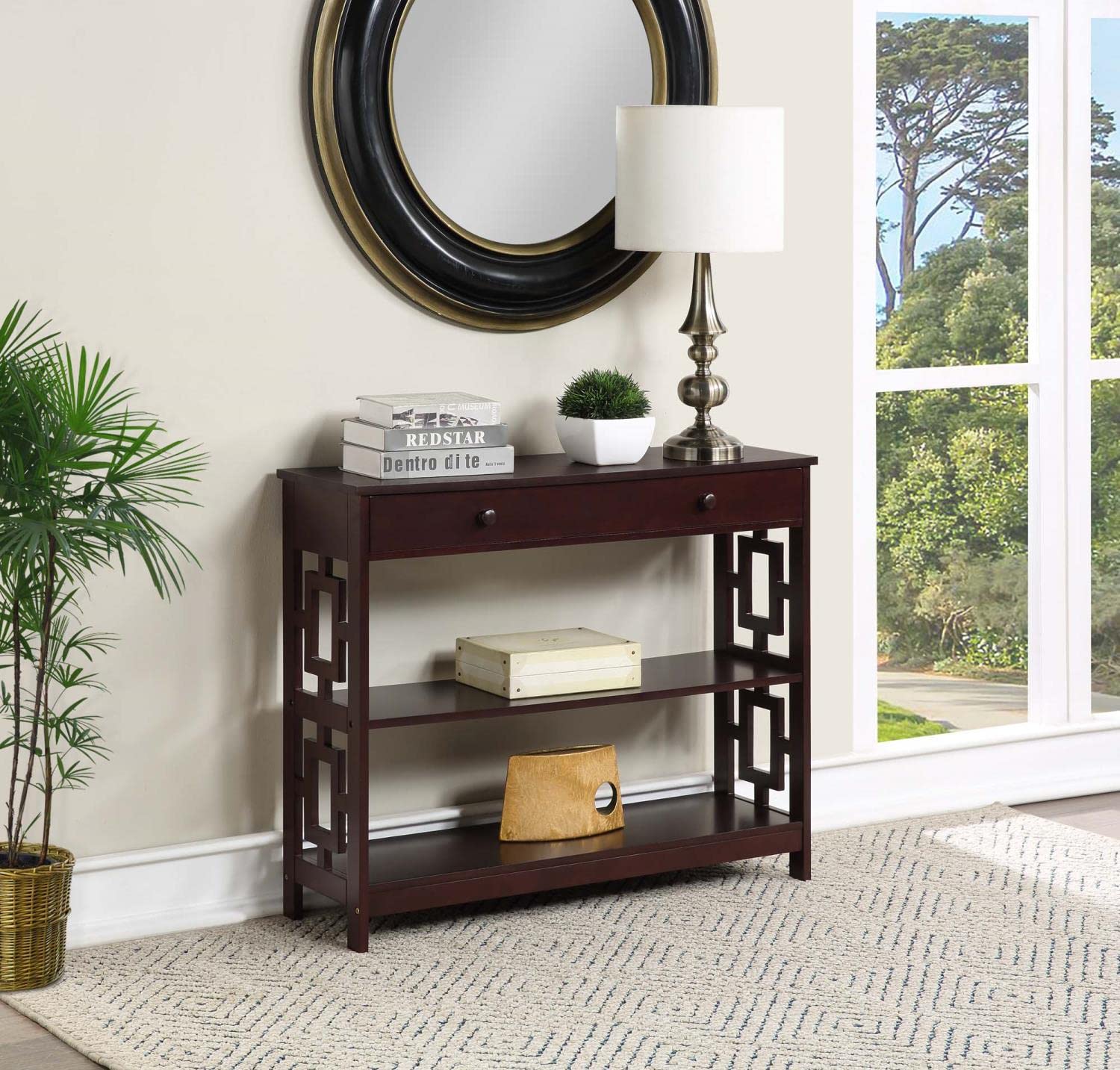 Convenience Concepts Town Square Console Table - Espresso Finish - Entryway Sofa Table for Hallway, Living Room & Home Decor