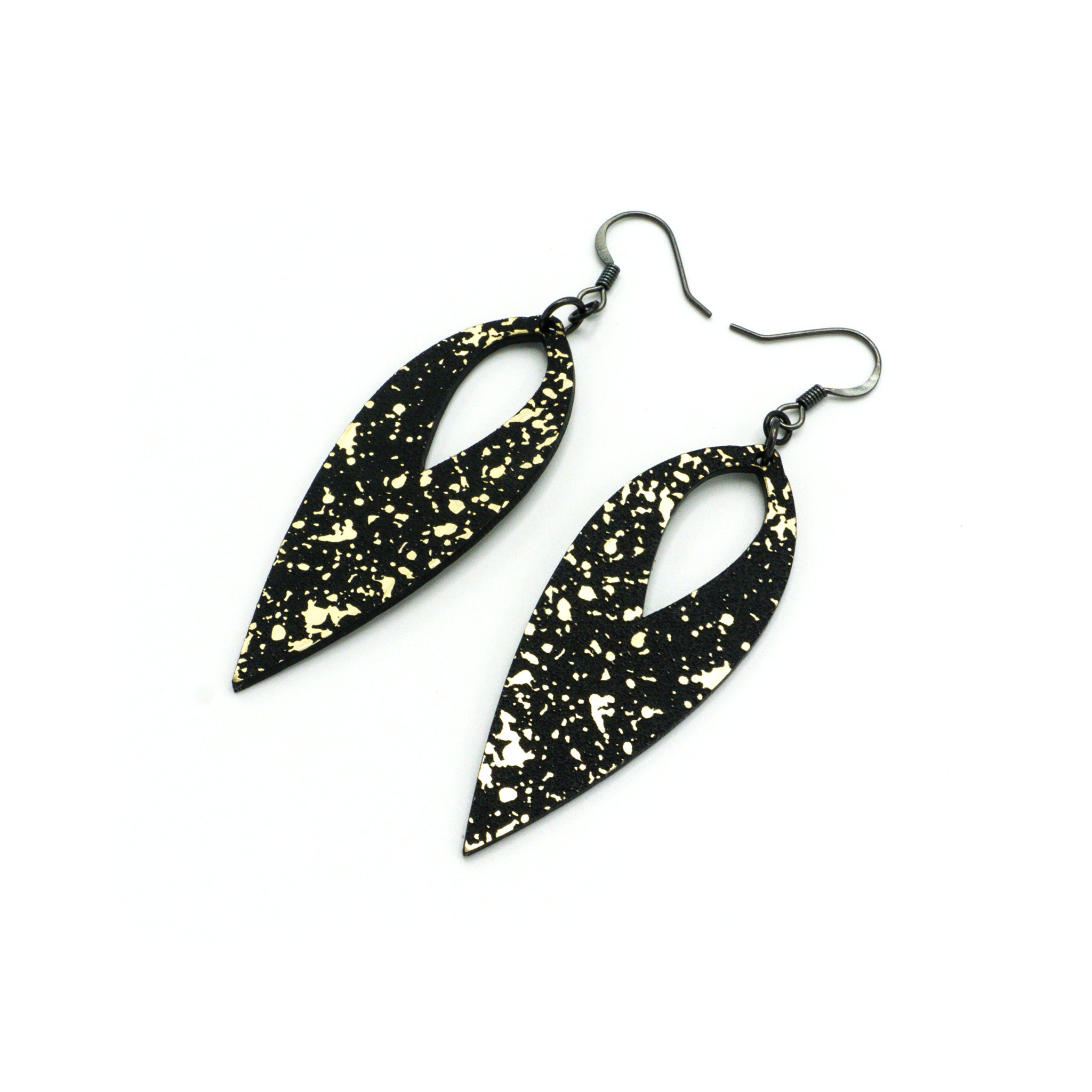 Nativas 24R Acrylic Earrings - Brushed Gold & Black Hoop Earrings for Women | Trendy Fashion Jewelry for Parties, Work & Everyday Wear