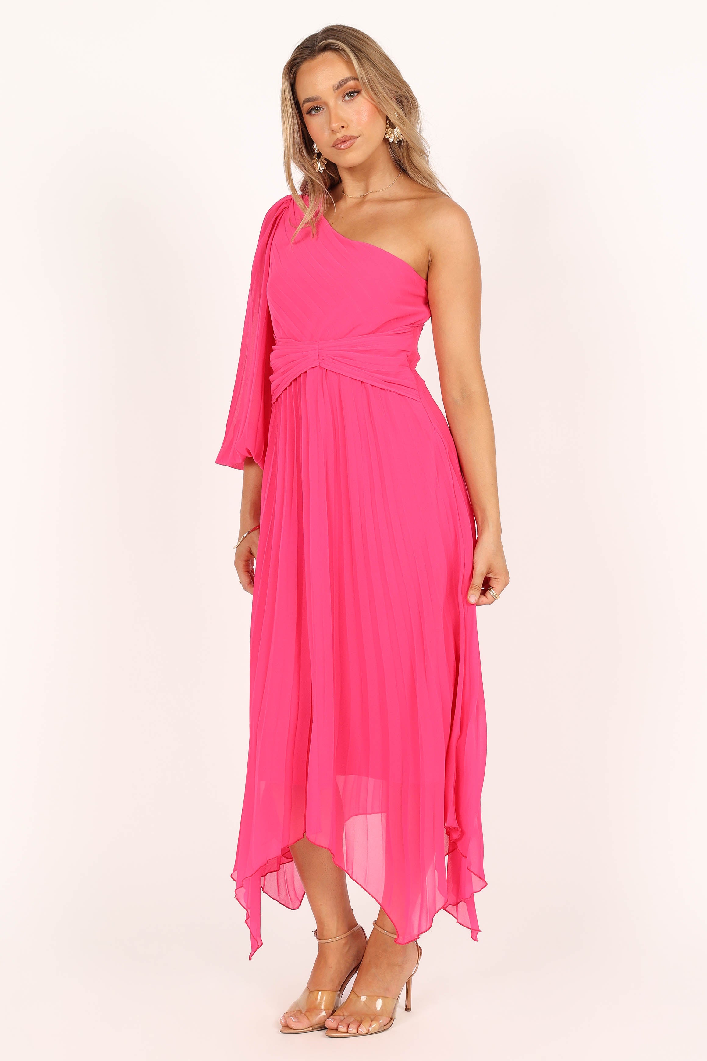 Bonnie One Shoulder Midi Dress for Women - Elegant Pink Summer Dress for Cocktail Parties, Date Nights & Beach Vacations