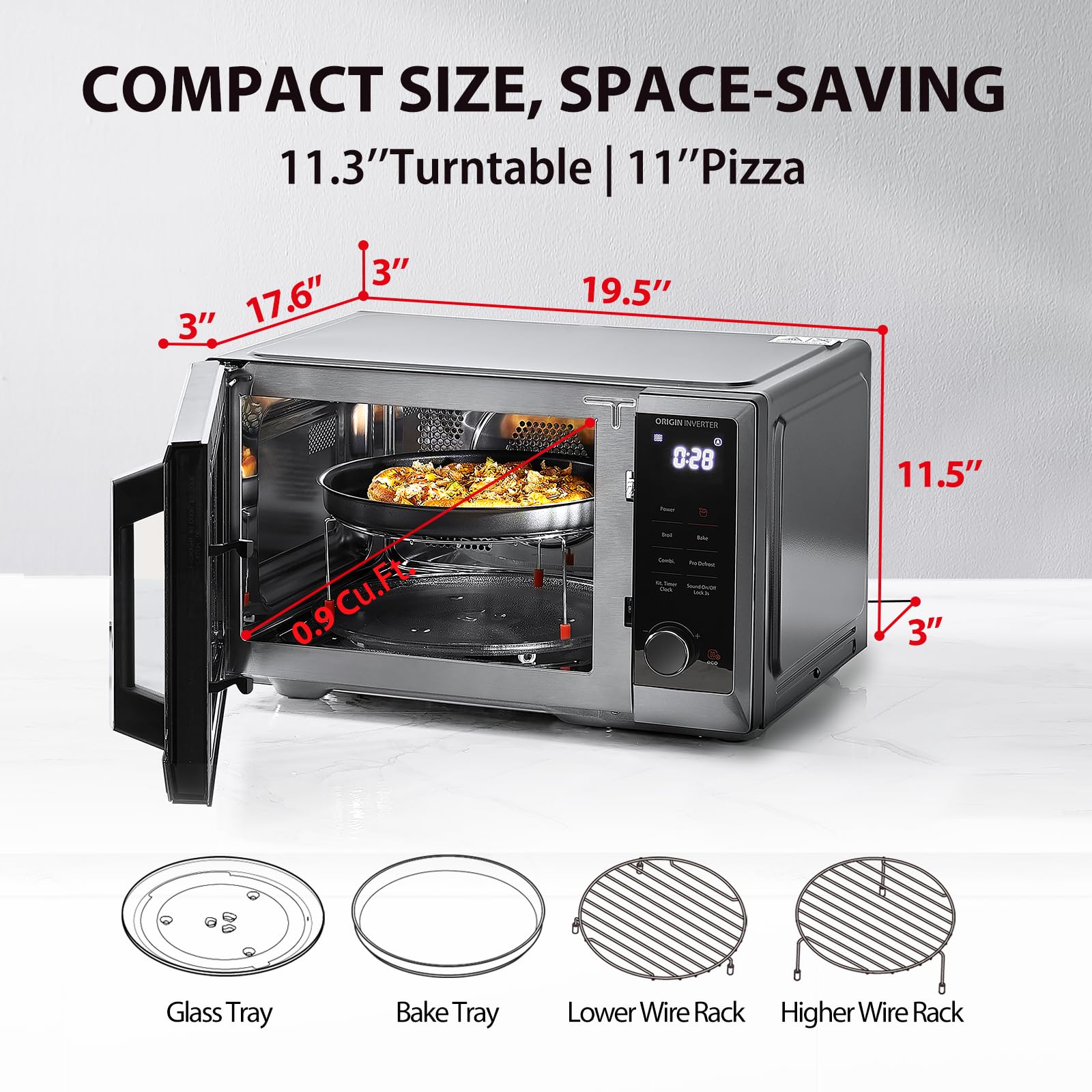 TOSHIBA 6-in-1 Countertop Microwave Oven with Air Fryer, Convection, Broil & Defrost | MASTER Series Stainless Steel | 27 Auto Menus & Sound On/Off | Perfect for Small Kitchens, Dorms & Healthy Cooking