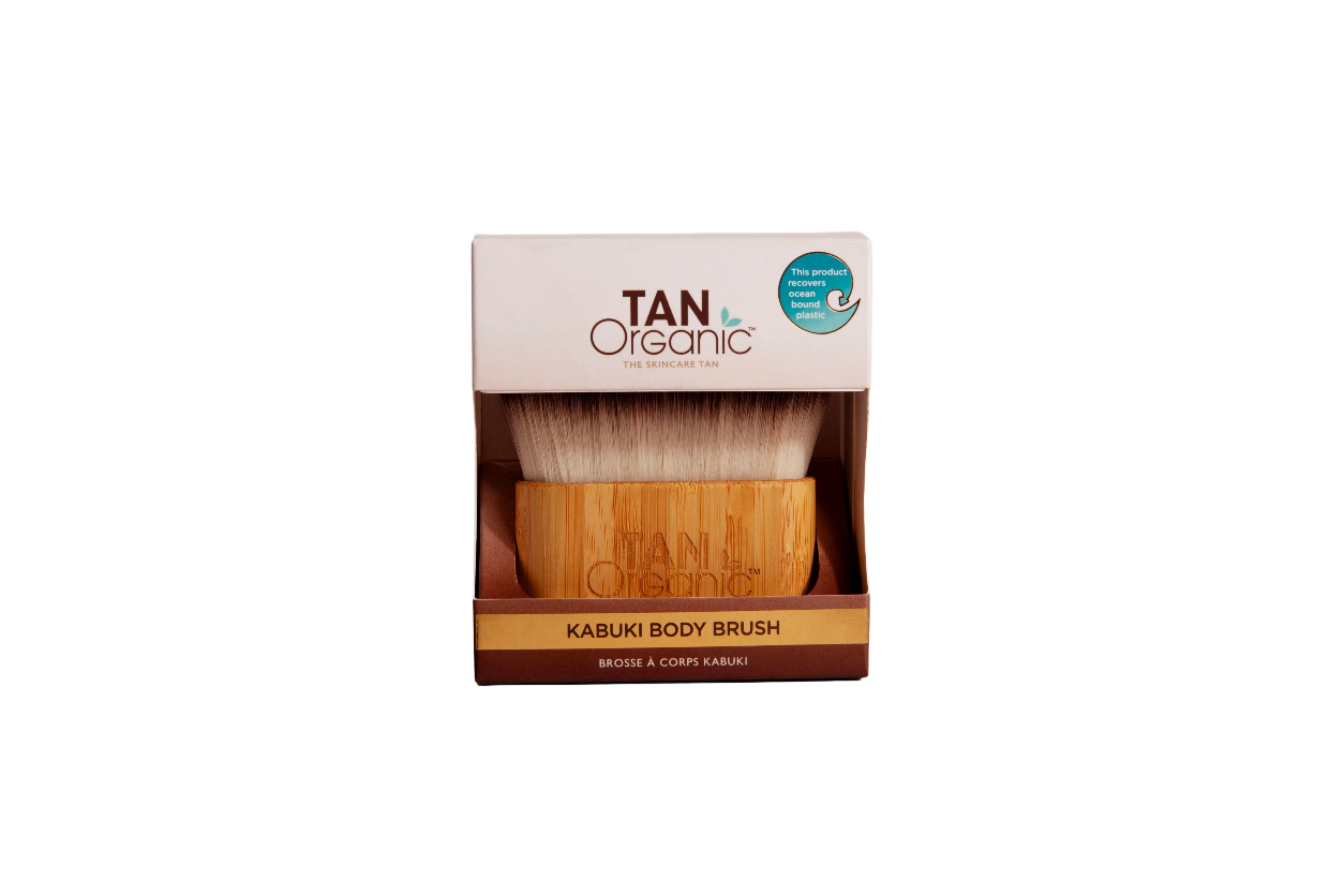 Organic Bamboo Kabuki Body Brush for Dry Brushing & Exfoliation – Natural Skin Care & Lymphatic Massage for Glowing Skin at Home or Spa