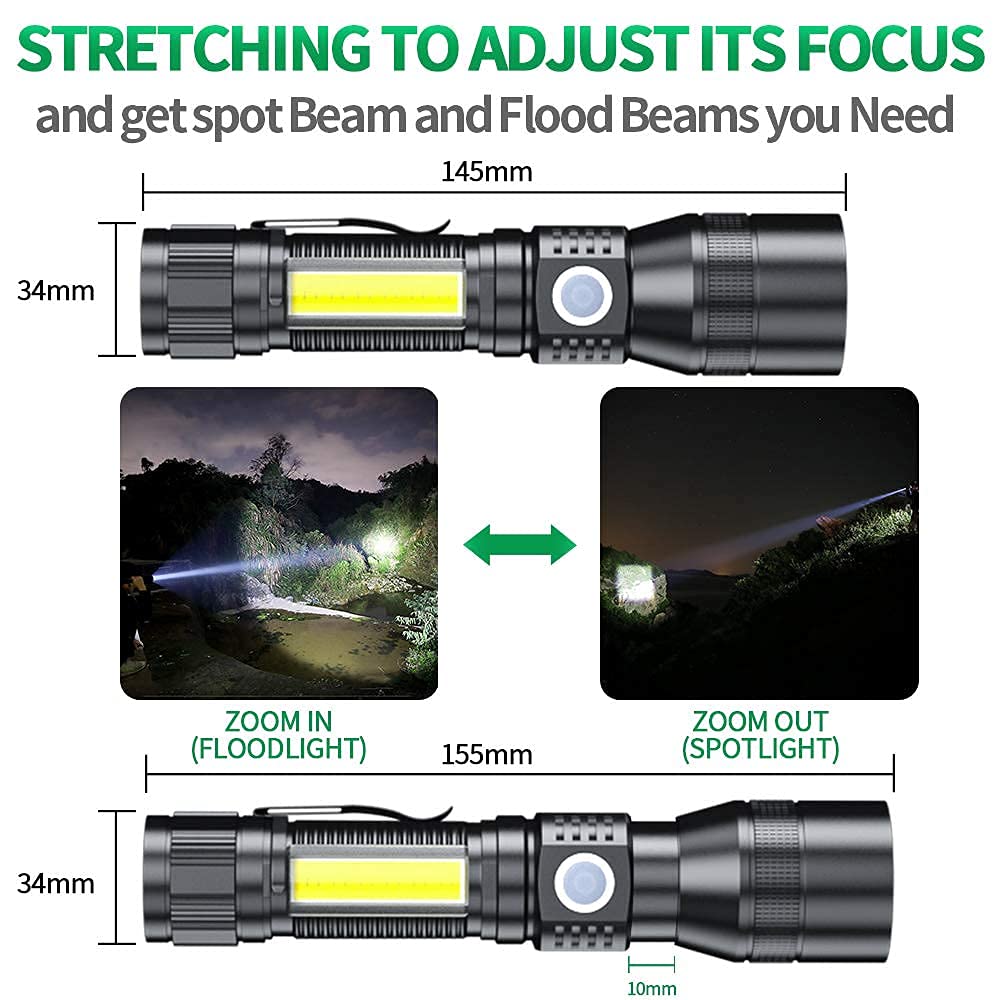Rechargeable UV Flashlight Black Light - 1000 Lumen 3-in-1 Magnetic Tactical LED Flashlight with 7 Modes, Waterproof for Camping, Emergencies, Pet Urine Detection, Hunting & Home Inspection