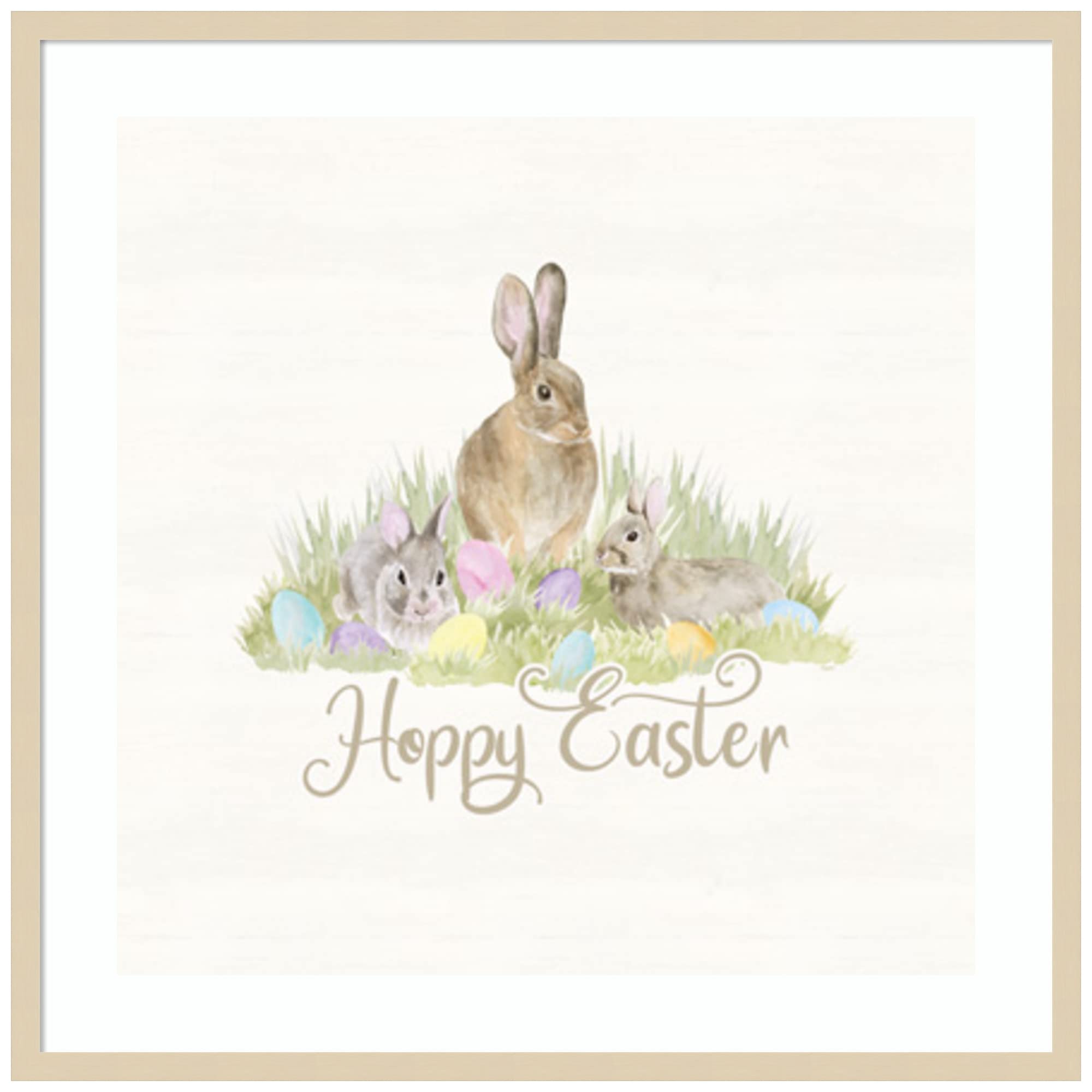 Amanti Art Wood Framed Wall Decor - Farmhouse Easter Bunny Print by Tara Reed, 33x33 Inches, Natural Svelte Frame - Perfect for Living Room, Bedroom & Easter Home Decor