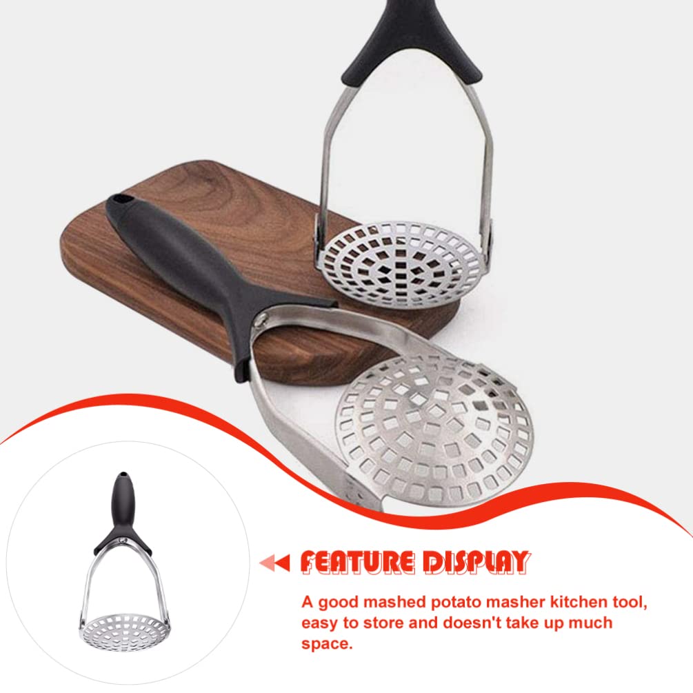 UKCOCO Stainless Steel Potato Masher & Ricer - Manual Food Press Tool for Potatoes, Garlic, Avocado & Baby Fruit - Perfect for Mashing, Pureeing & Cooking in Kitchens