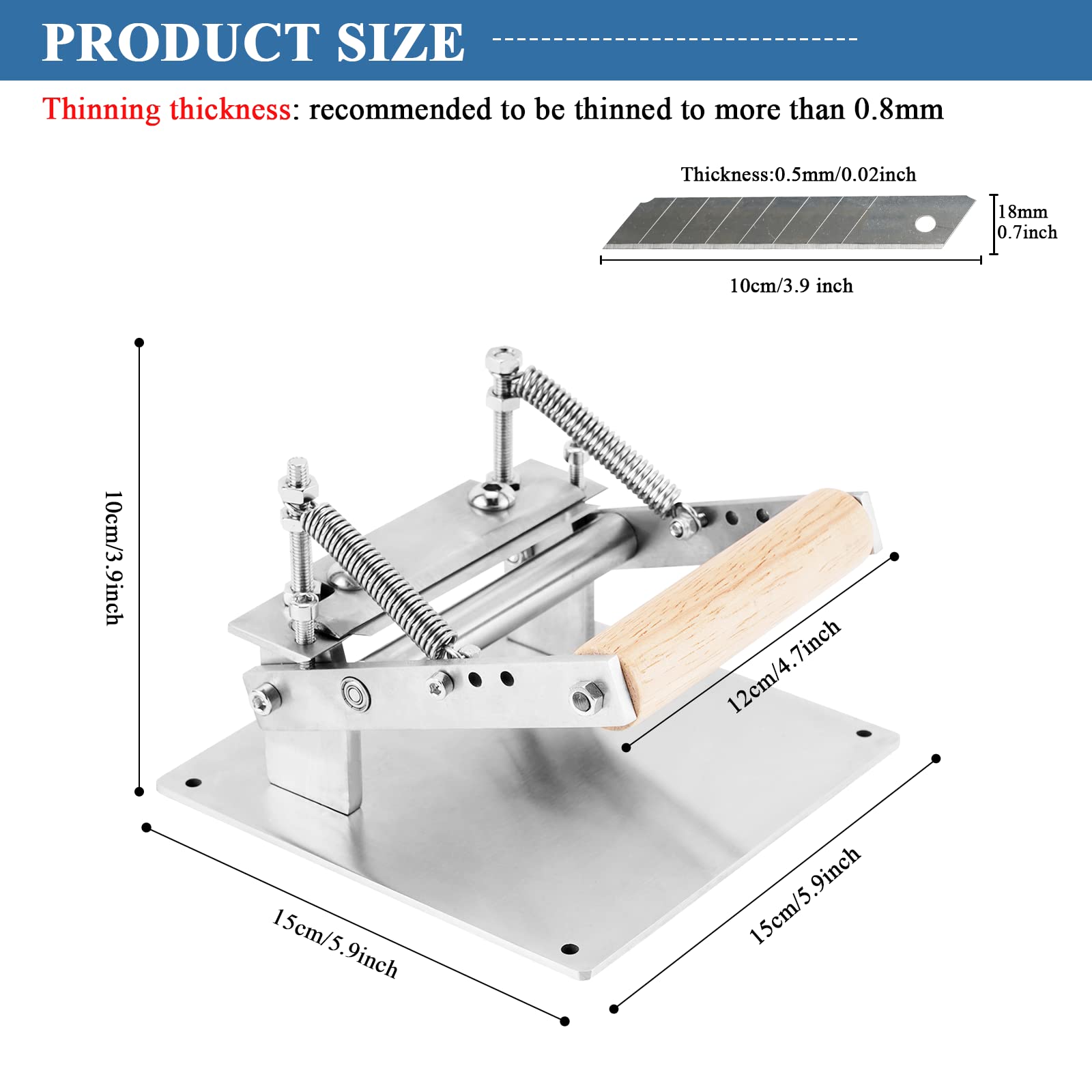 Professional Leather Skiver Machine with 10 Blades & 2 Stainless Steel Clamps - Manual Leather Splitter for Peeling & Paring Vegetable Tanned Leather - Perfect for Leather Crafting, DIY Projects & Shoe Repair