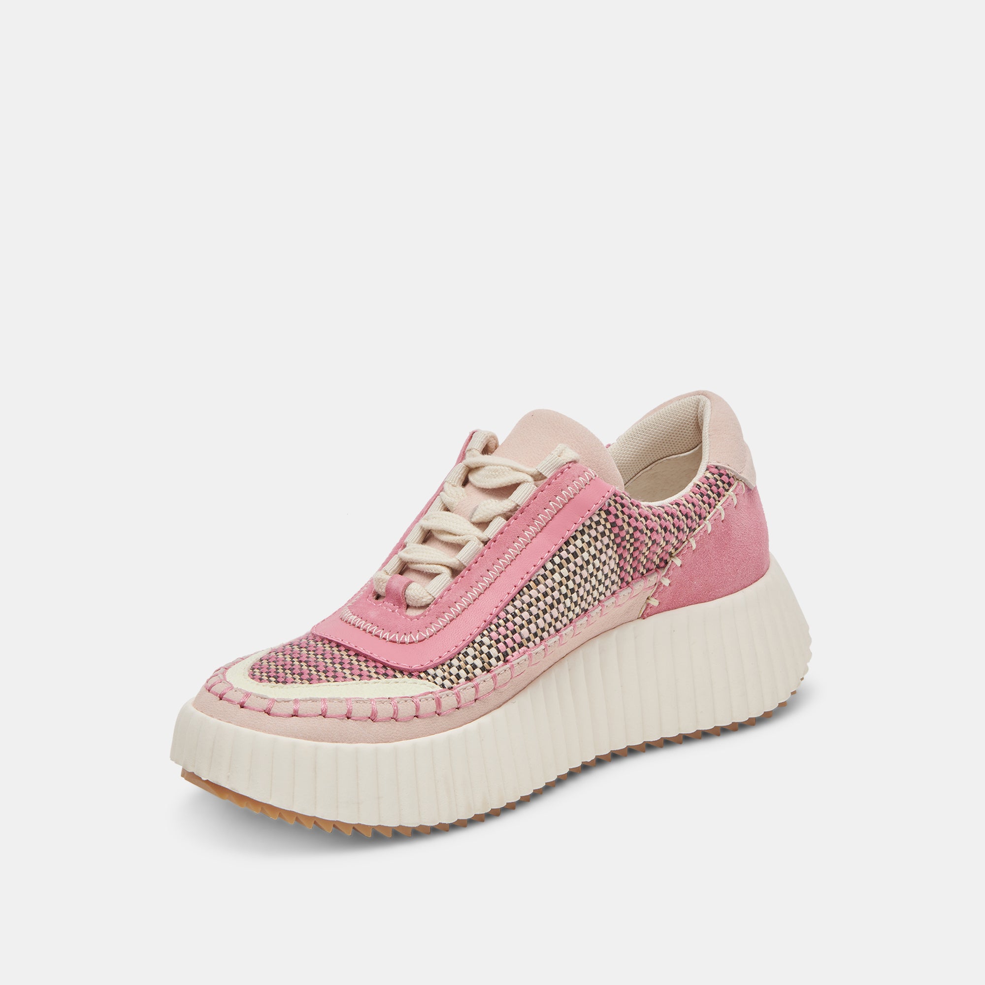 DOLEN Women's Pink Multi Woven Sneakers - Comfortable Casual Walking Shoes for Women | Perfect for Gym, Running, Travel & Everyday Wear