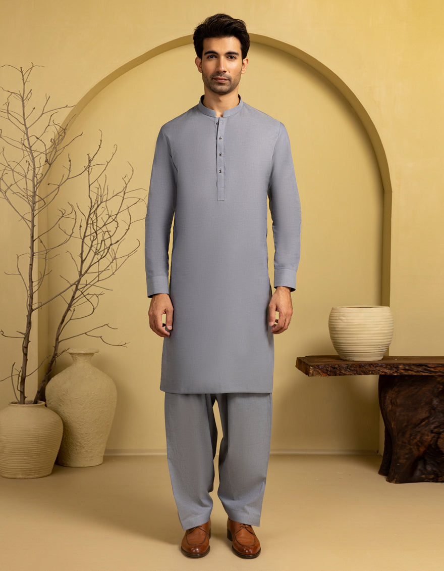 Premium Blended Grey Unstitched Suit Fabric by J. Junaid Jamshed - Perfect for Formal Wear, Weddings & Special Occasions