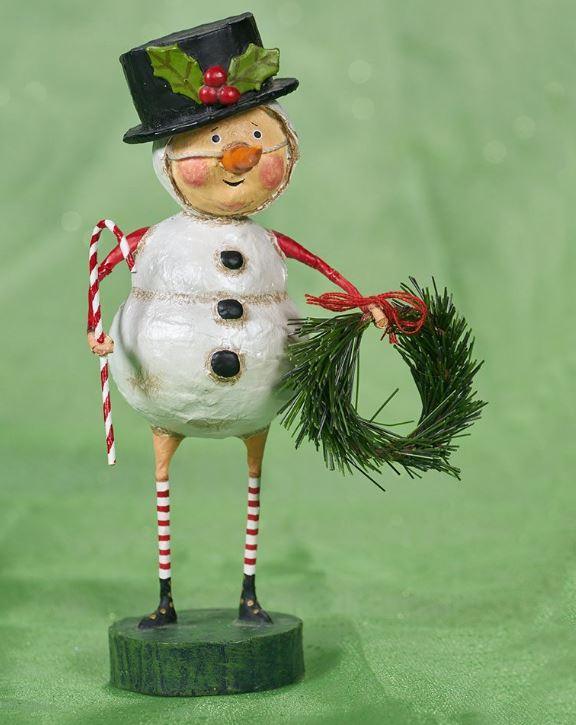 Chilly Willy Snowman Lori Mitchell Collectible Figurine - Handcrafted Christmas Decor, Holiday Gift & Winter Home Decoration for Mantel, Tabletop or Shelf Display