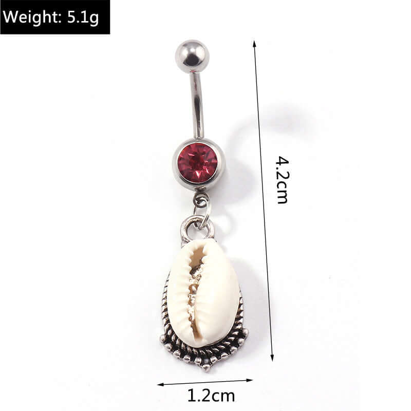 14G Seashell Dangle Navel Belly Ring Piercing Jewelry - Ocean Wave Design for Women | Perfect for Beach Parties, Summer Fashion & Body Piercing Enthusiasts | XBC76