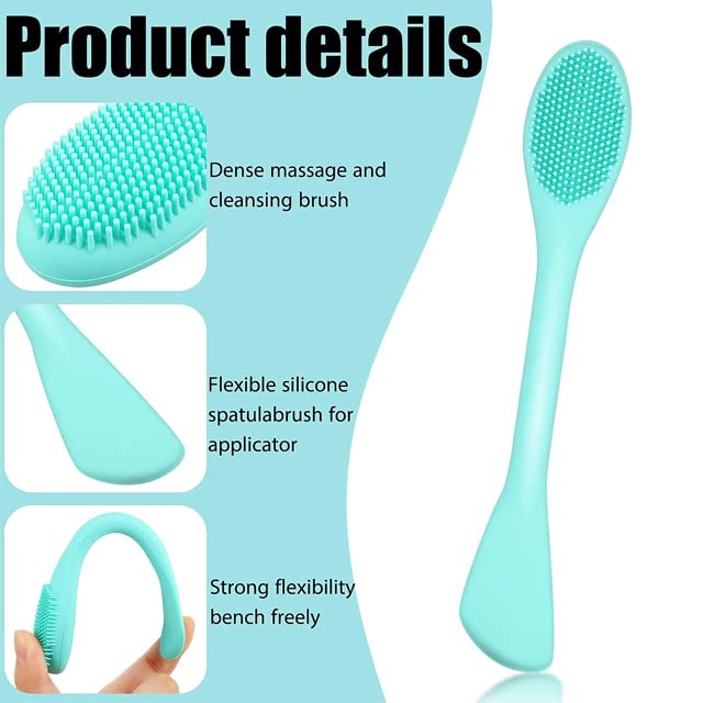 MobFest® Double-Sided Silicone Face Cleansing Brush & Massager with Spatula Stick - Gentle Exfoliation for Deep Pore Cleaning - Perfect for Daily Skincare & Makeup Removal Routine