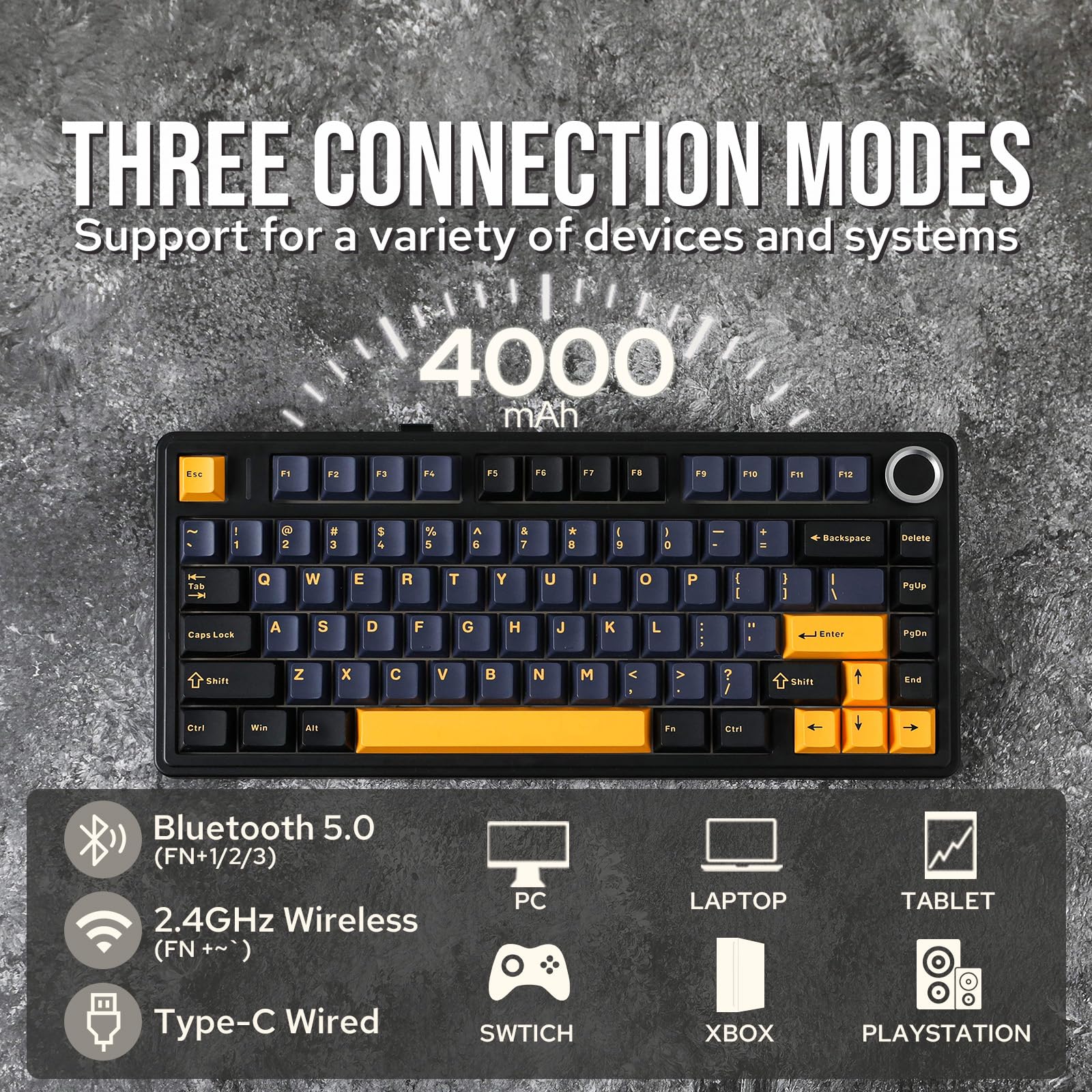 EPOMAKER F75 Wireless Mechanical Keyboard - Hot Swappable, RGB, Bluetooth/2.4GHz/USB-C for Gaming & Office