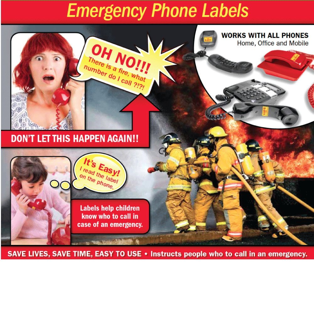 Emergency 911 Phone Stickers - Bilingual English/Spanish - 20 Laminated Safety Decals with Red Ink on White Gloss - Perfect for Home, Office, School & Public Safety Use