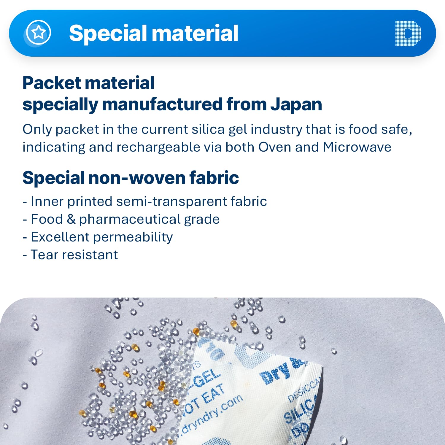 Dry & Dry 30-Pack 20g Orange Indicating Silica Gel Packets (Orange to Dark Green) - Food Safe, Rechargeable Desiccant for Moisture Protection | Ideal for Food Storage, Electronics, Documents & Travel