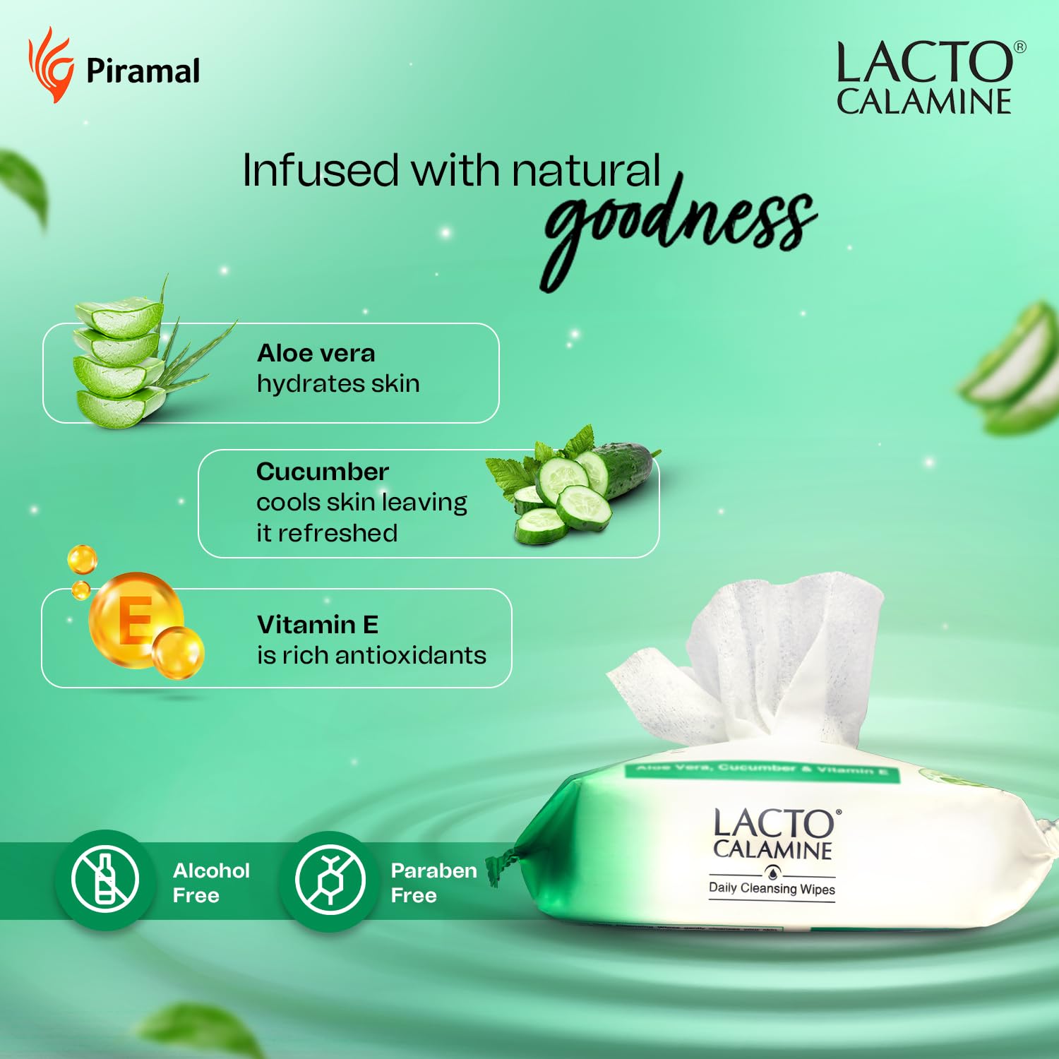 Lacto Calamine Daily Cleansing Facial Wipes - 25 Count (Pack of 4) | Aloe Vera, Cucumber & Vitamin E Infused Makeup Remover Wipes | Hydrating, Refreshing & Soothing | Paraben & Alcohol Free | Perfect for Travel, Gym & On-the-Go Skincare