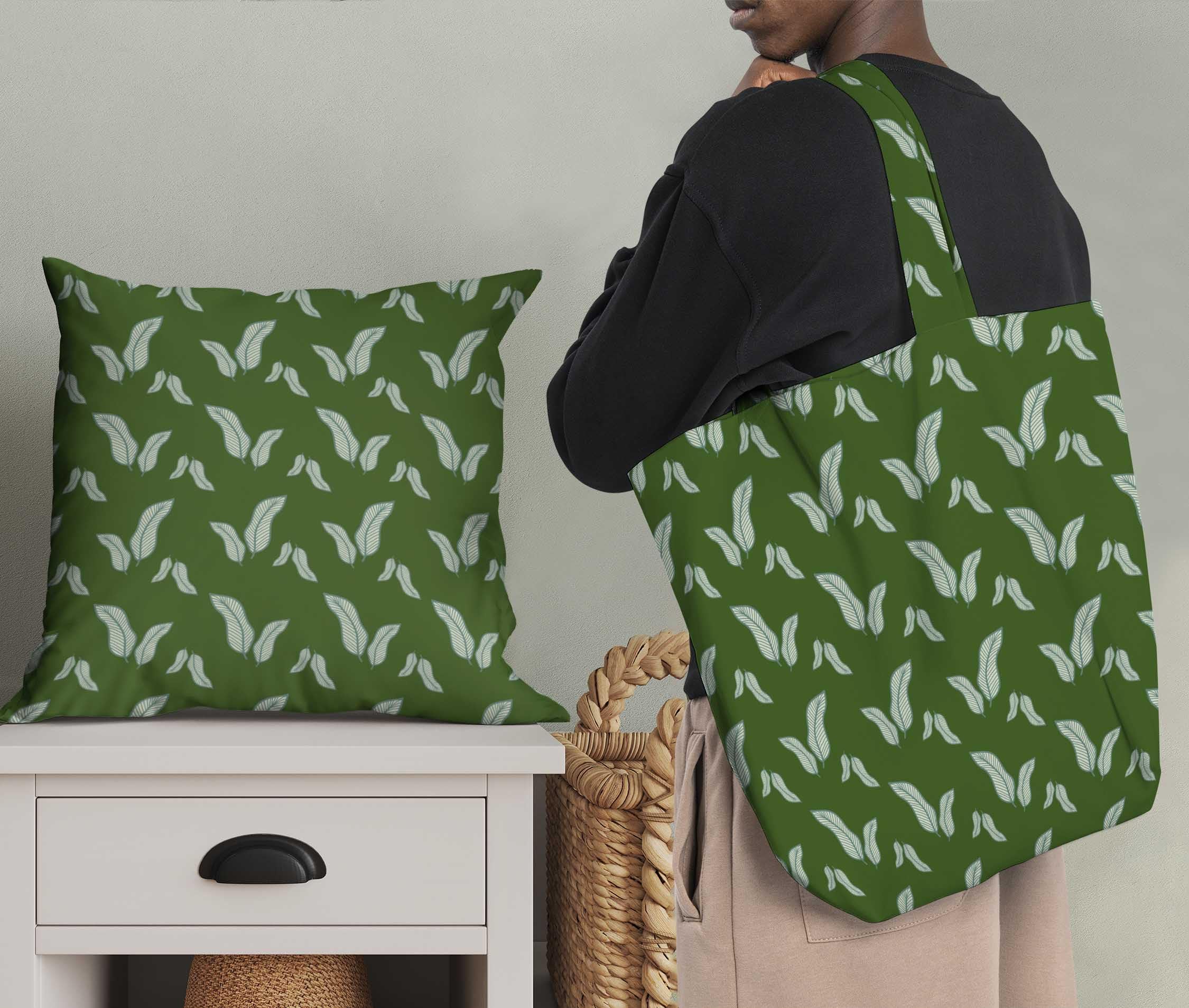 Soimoi Moss Green Georgette Fabric by The Yard - 42 Inch Wide Banana Leaves Printed Textile for Tropical Home Decor, Dresses & Curtains - Elegant & Stylish Fabric for DIY Sewing Projects