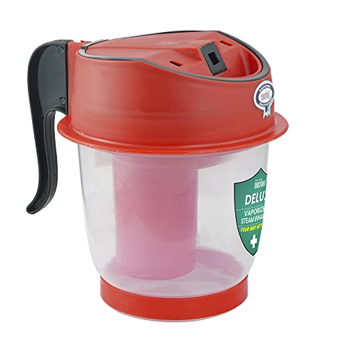 CRESCENT Deluxe Steam Inhaler for Cold & Cough Relief - Portable Vaporizer, Facial Steamer, Personal Steam Therapy Device (Red, Pack of 1) - Perfect for Home Use, Travel & Respiratory Care