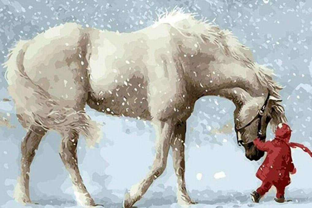 1000 Piece Wooden Jigsaw Puzzle for Adults - Girl and Horse in Snow Scene | Memory Exercise & Stress Relief Game | Family Activity & Decompression Gift | Perfect for Home Decor, Relaxation, and Holiday Gifting