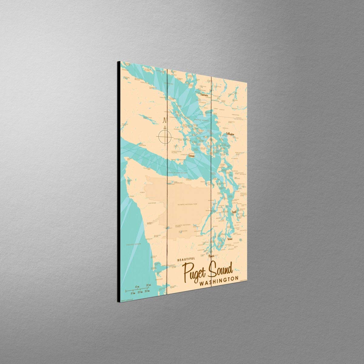 Puget Sound Washington Wooden Map Art Print - 24