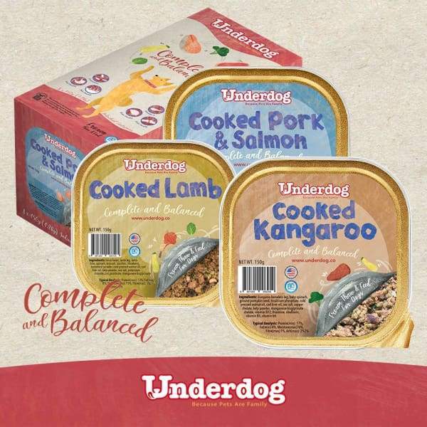 Premium Underdog Cooked Fresh Frozen Dog Food - 1.2kg (2.65lb) Grain-Free Natural Recipe for All Breeds & Ages - Perfect for Mealtime, Training Treats & Digestive Health