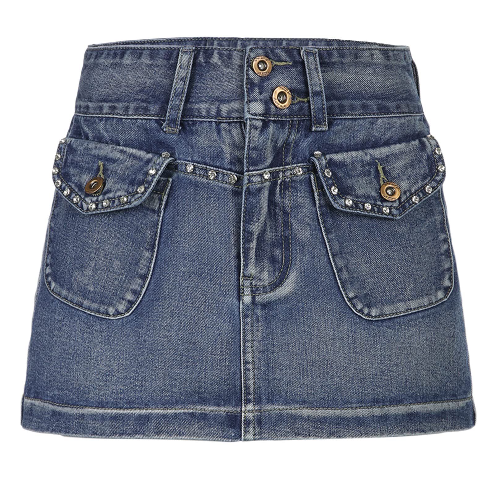 Caziffer Women's Y2K Mini Denim Skirt - Low Waist Bodycon Short Pencil Jeans Skirt with Pockets | 90s Retro Streetwear Fashion | Perfect for Parties, Concerts & Casual Outfits