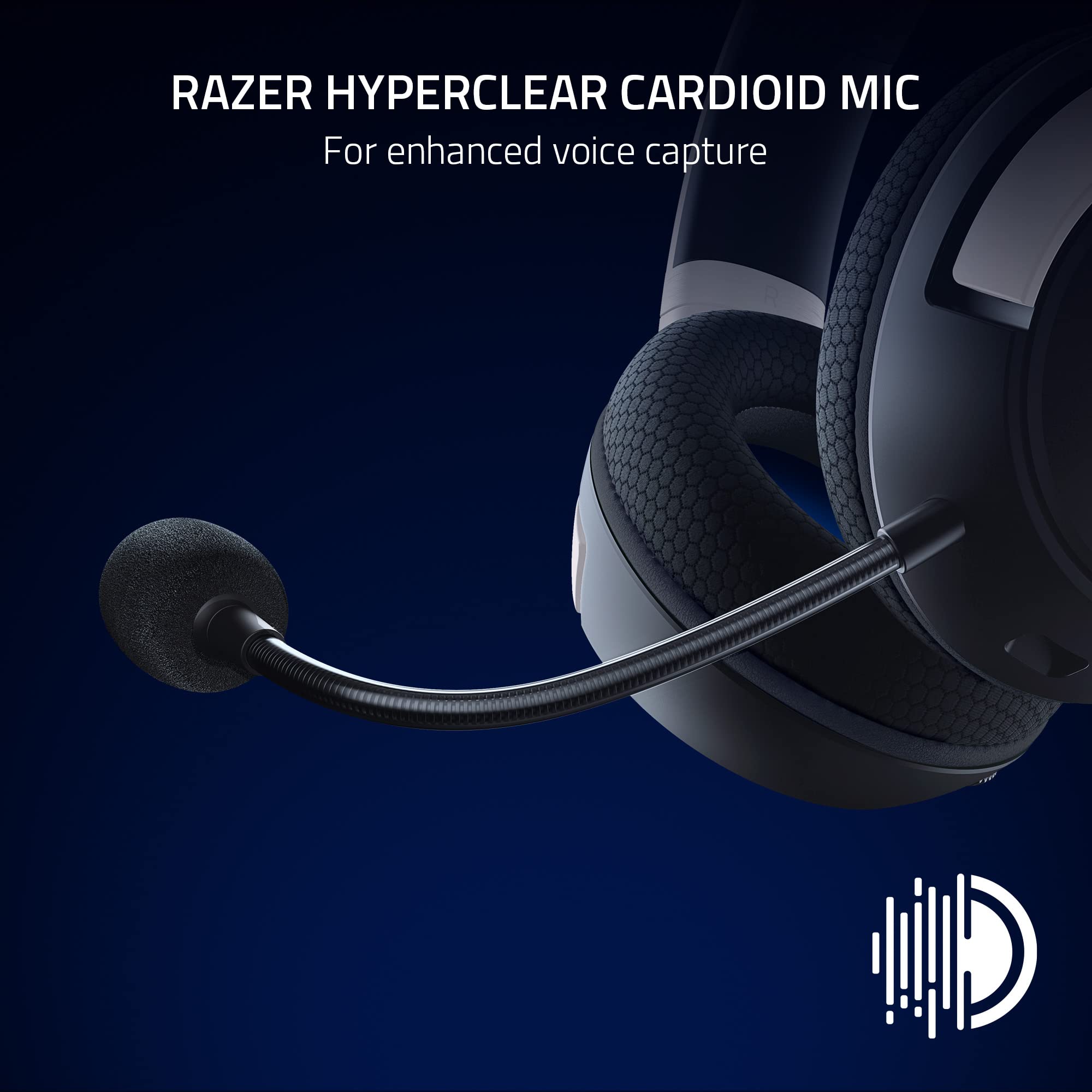 Razer Kaira HyperSpeed Wireless Gaming Headset for PS5, PS4, PC & Mobile - 50mm Drivers, HyperClear Mic, Memory Foam Cushions, Bluetooth, 30-Hour Battery (White/Black) - Perfect for Competitive Gaming, Streaming & Long Play Sessions