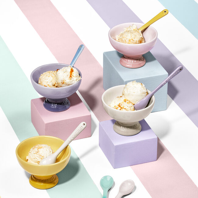 Le Creuset 4-Piece 250ML Ice Cream Cups Set - Durable Stoneware Dessert Bowls for Gelato, Sorbet & Parfaits - Perfect for Home Entertaining & Party Serving