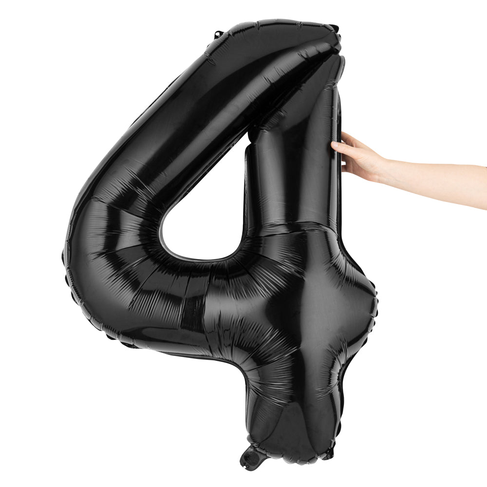Balloonify Black Mylar Number 4 Balloon - 40 Inch Large Foil Balloon for Birthday Parties, Anniversaries & Celebrations - 1 Count Box