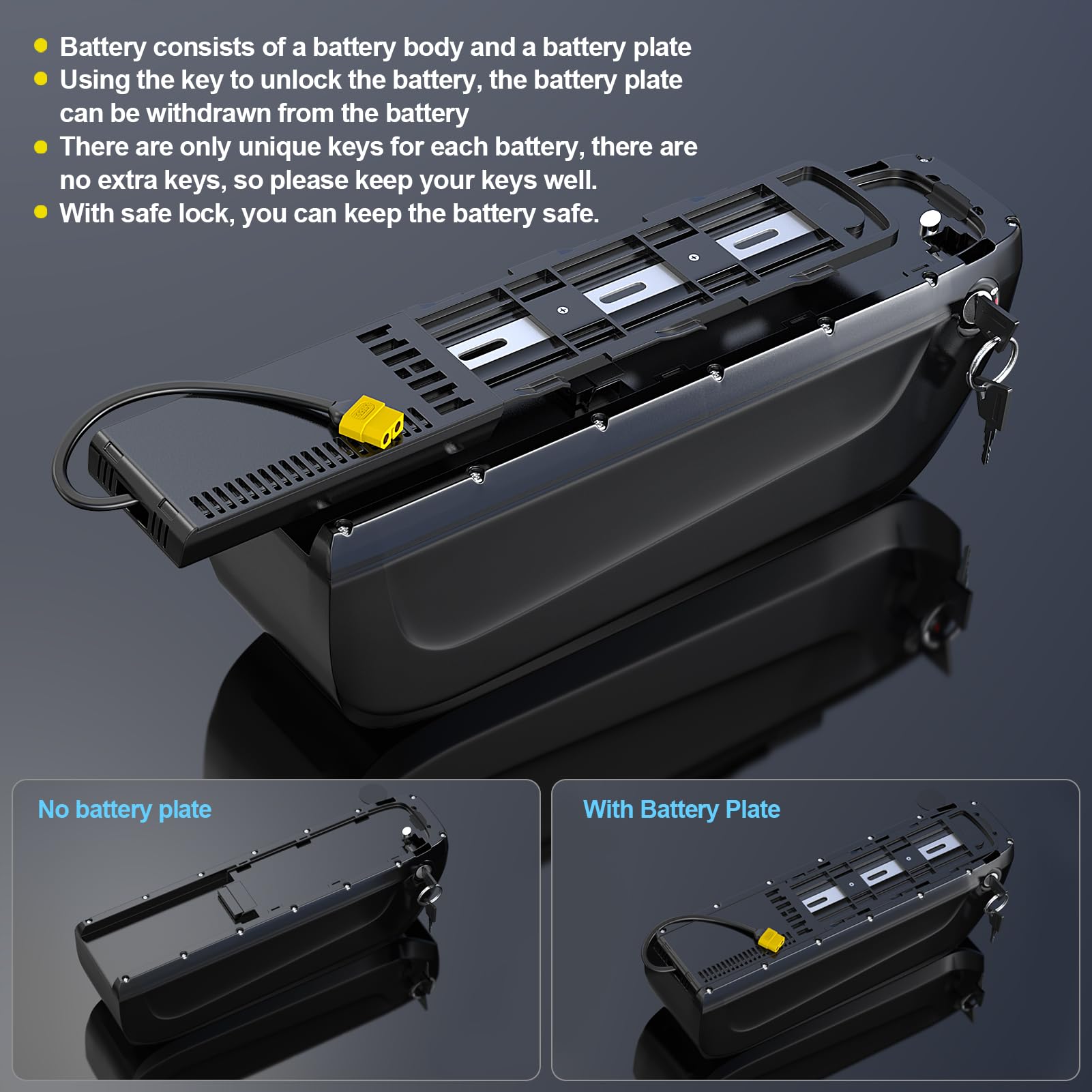 H HAILONG 58.8V Lithium Battery for Electric Bike/E-Bike/Scooter - 40A BMS, Fast Charger, Power Switch & LED Display - Compatible with 100W-1500W Motors (Motorcycle/Tricycle) - Perfect for Commuting, Delivery & Outdoor Adventures